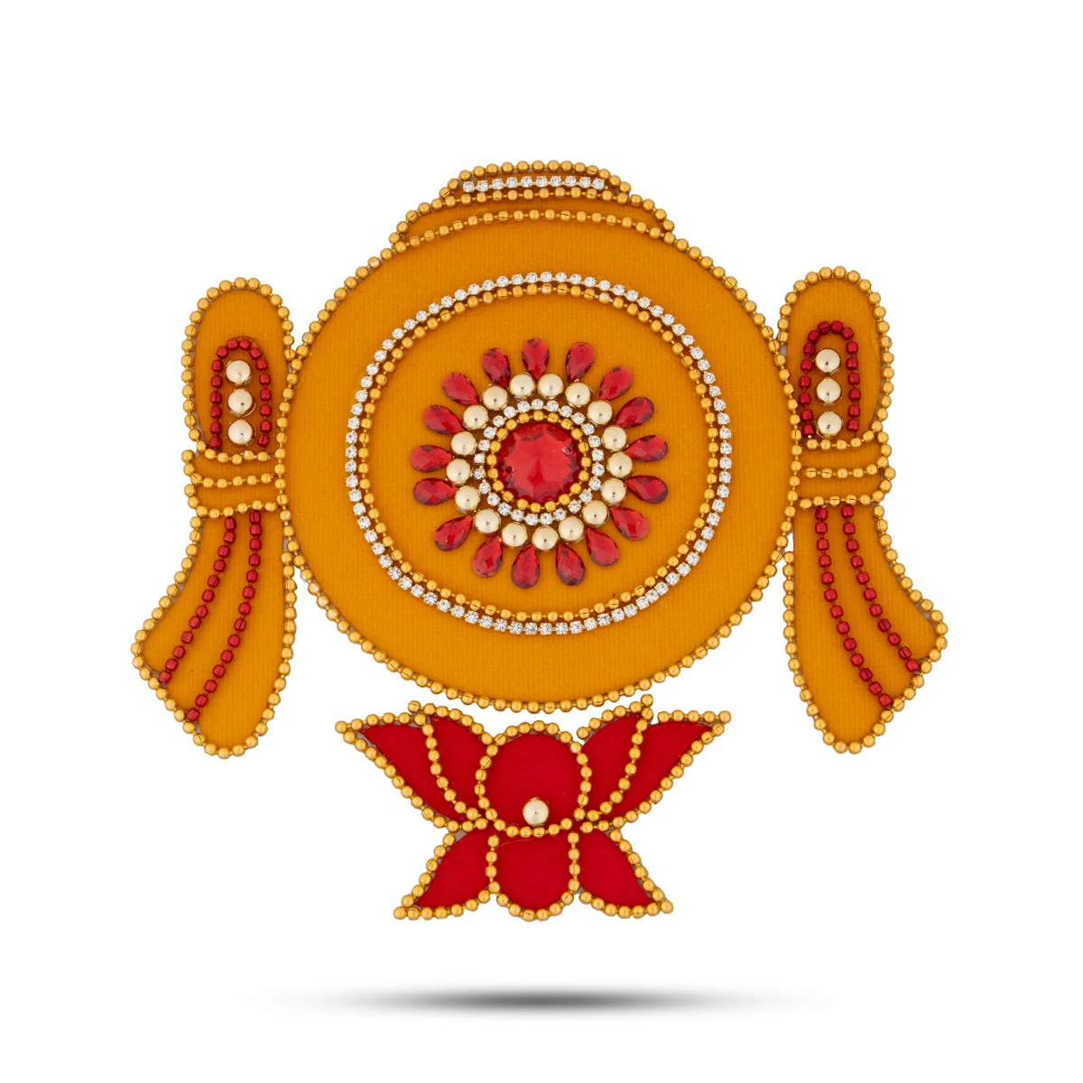 Shank Chakra Namam Rangoli Sticker - 5 x 4.5 Inches | Velvet Muggulu/ Artificial Rangoli for Pooja Room Decor - Image 3