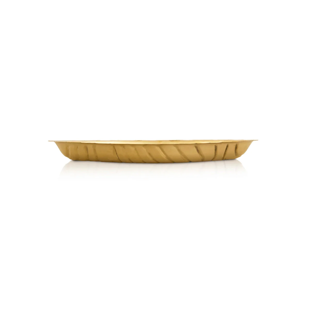 Shankh Design Brass Plate - 0.5 x 8 Inches | Thali Plate/ Puja Plate for Home - Image 2