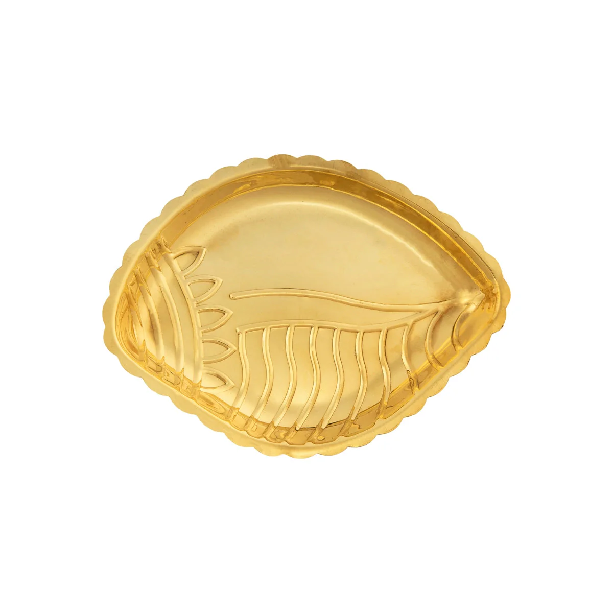 Shankh Design Brass Plate - 0.5 x 8 Inches | Thali Plate/ Puja Plate for Home - Image 4