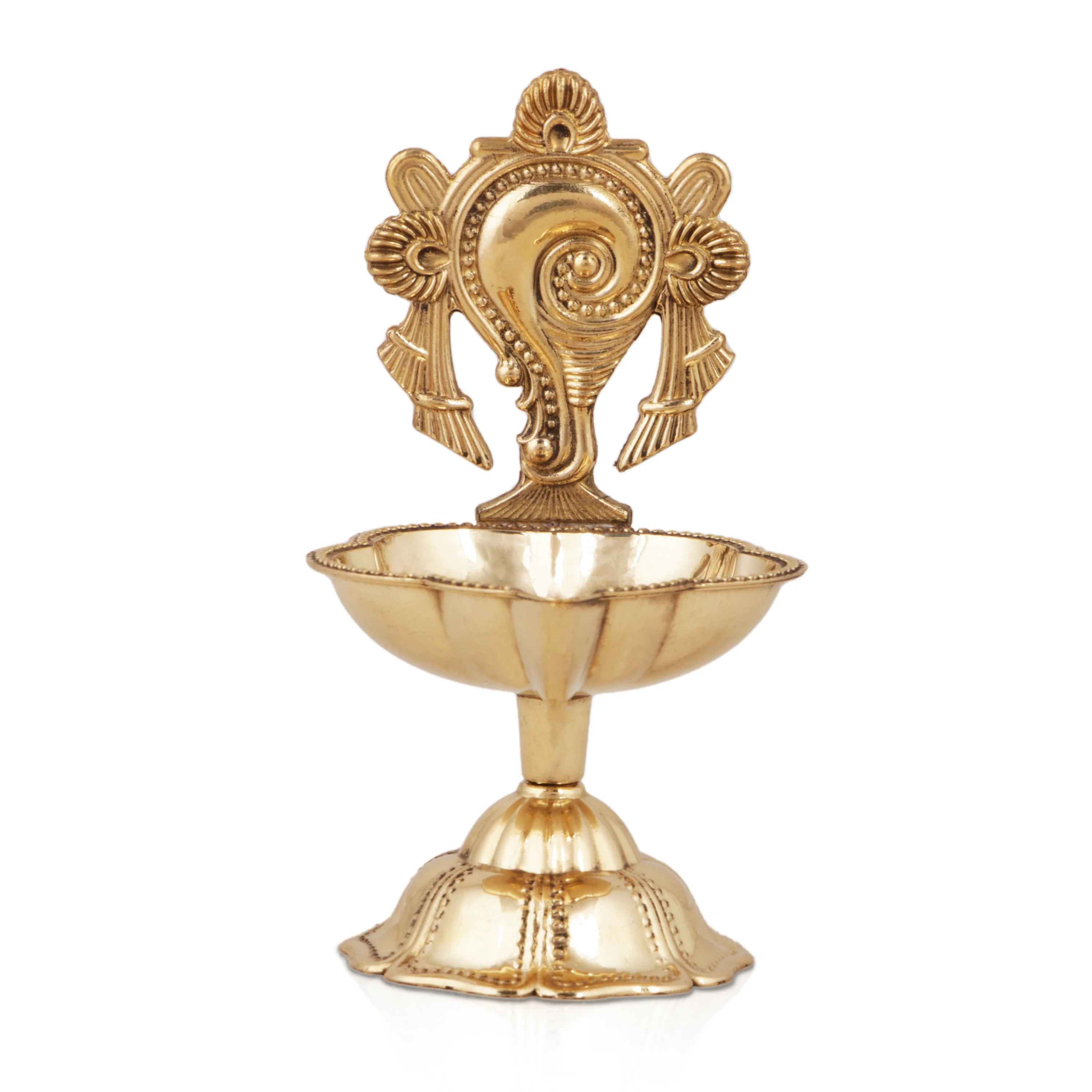 Shankh Diya - 4.5 Inches | Brass Deep/ Shank Lamp/ Brass Vilakku for Pooja - Image 5