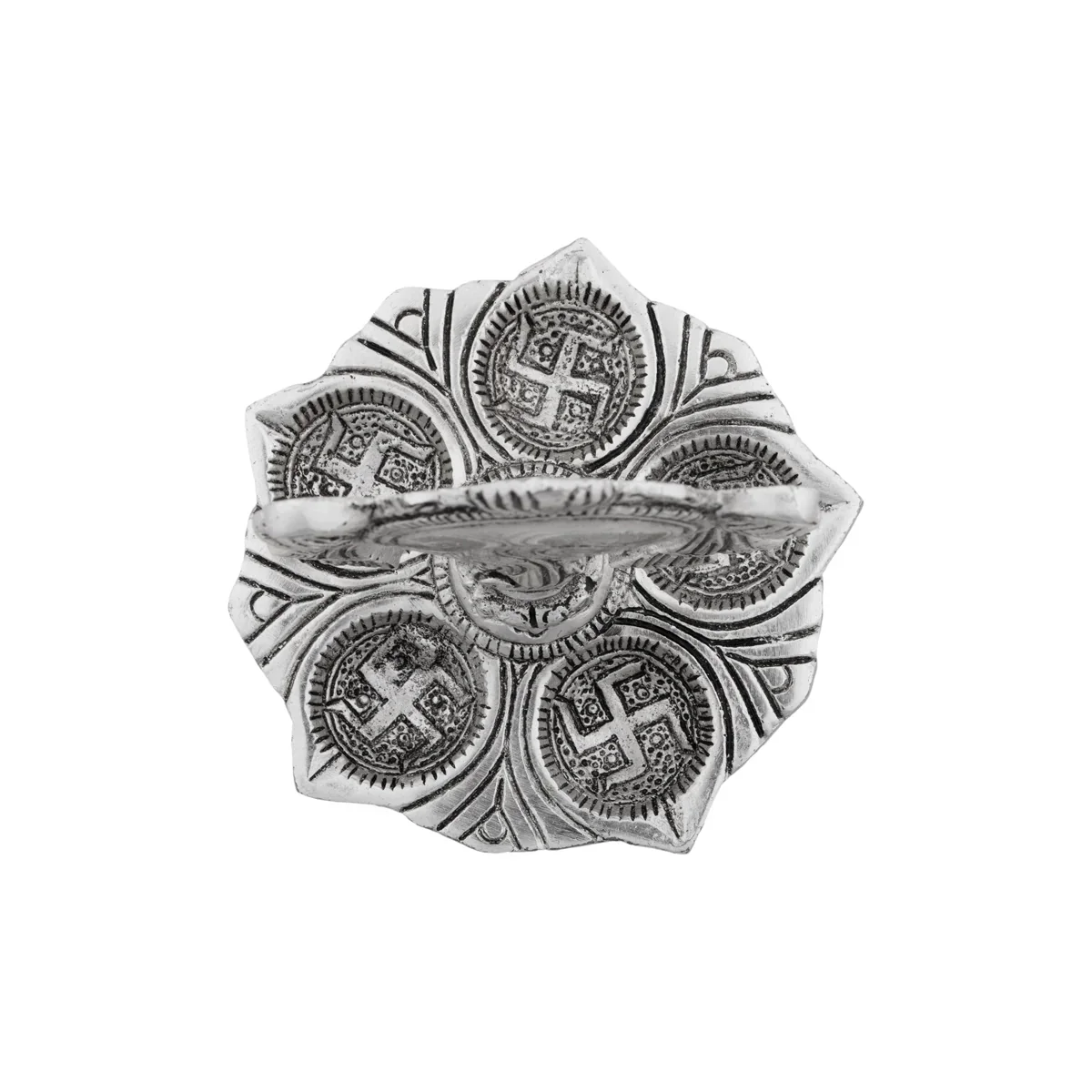 Shankh with 5 Face Deep - 6 x 4 Inches | Aluminium Silver Polish Shankh Lamp for Pooja/ 160 Gms Approx - Image 4
