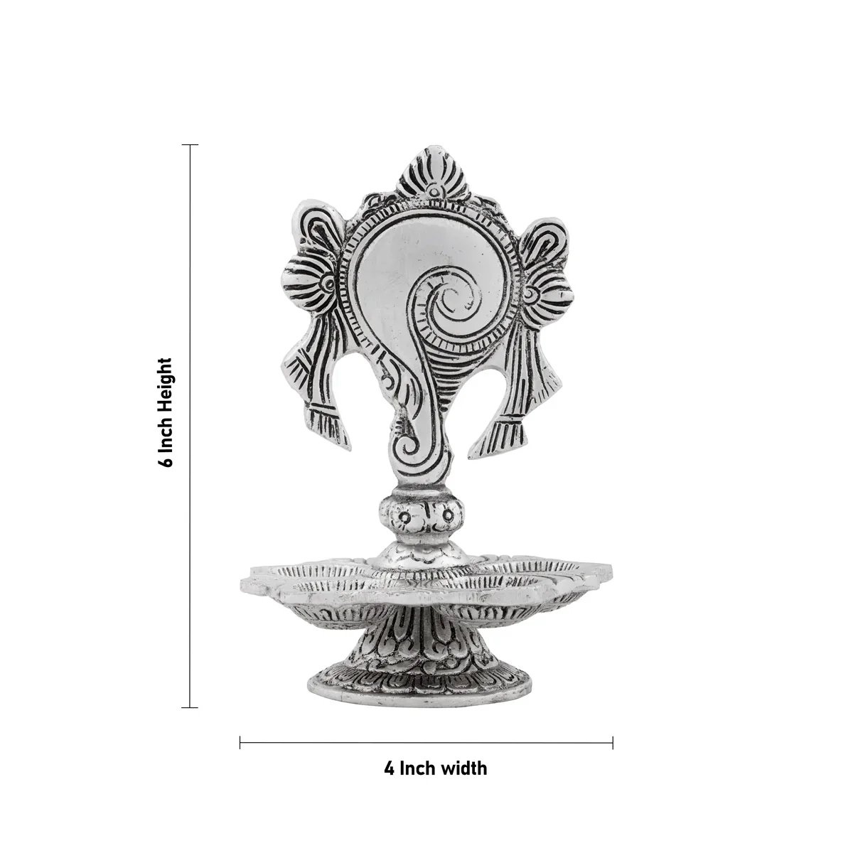 Shankh with 5 Face Deep - 6 x 4 Inches | Aluminium Silver Polish Shankh Lamp for Pooja/ 160 Gms Approx - Image 6