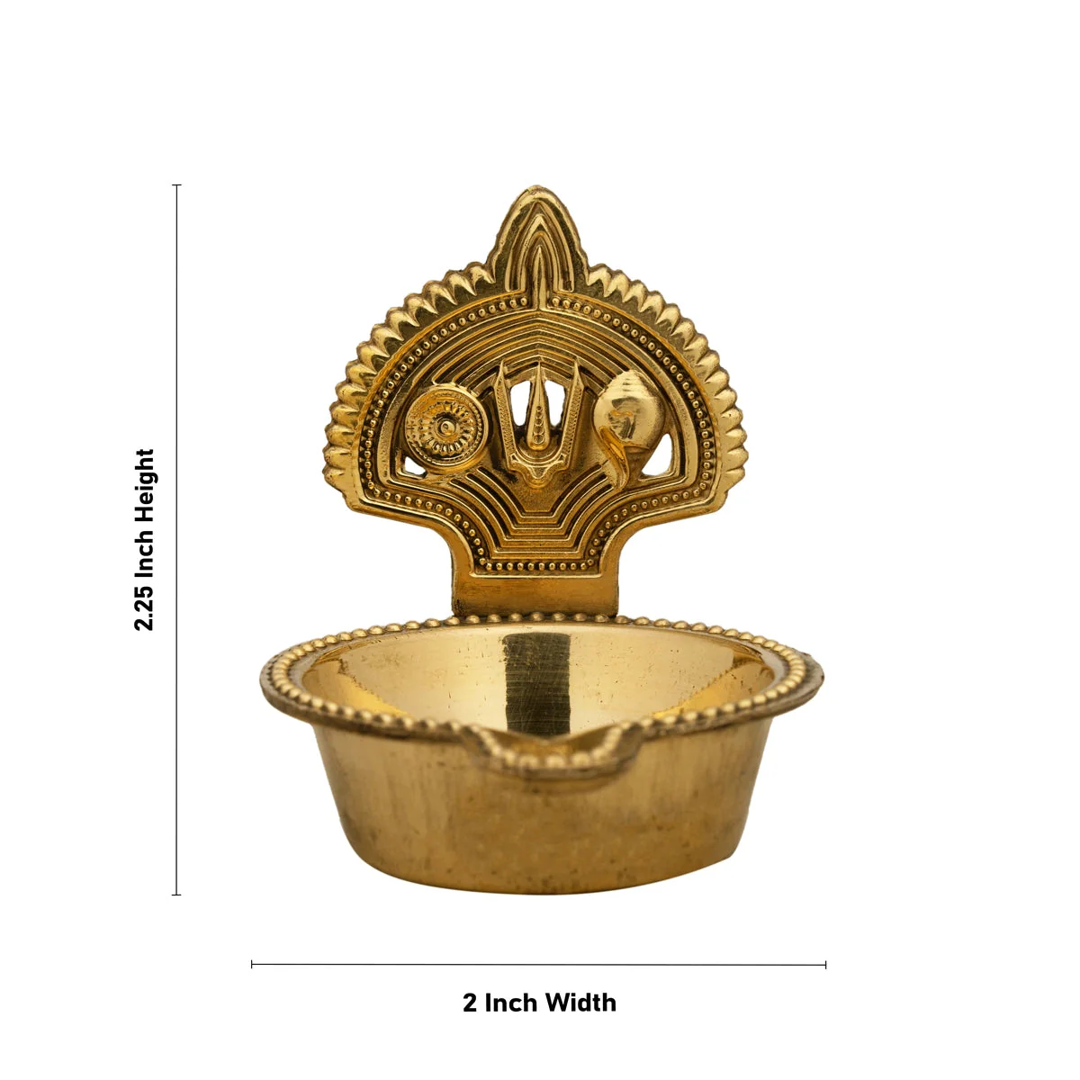 Shanku Chakra Namam Design Deepam - 2.25 X 2 Inches | Brass Lamp/ Brass Diya/ Brass Vilakku For Vishnu Pooja - Image 3