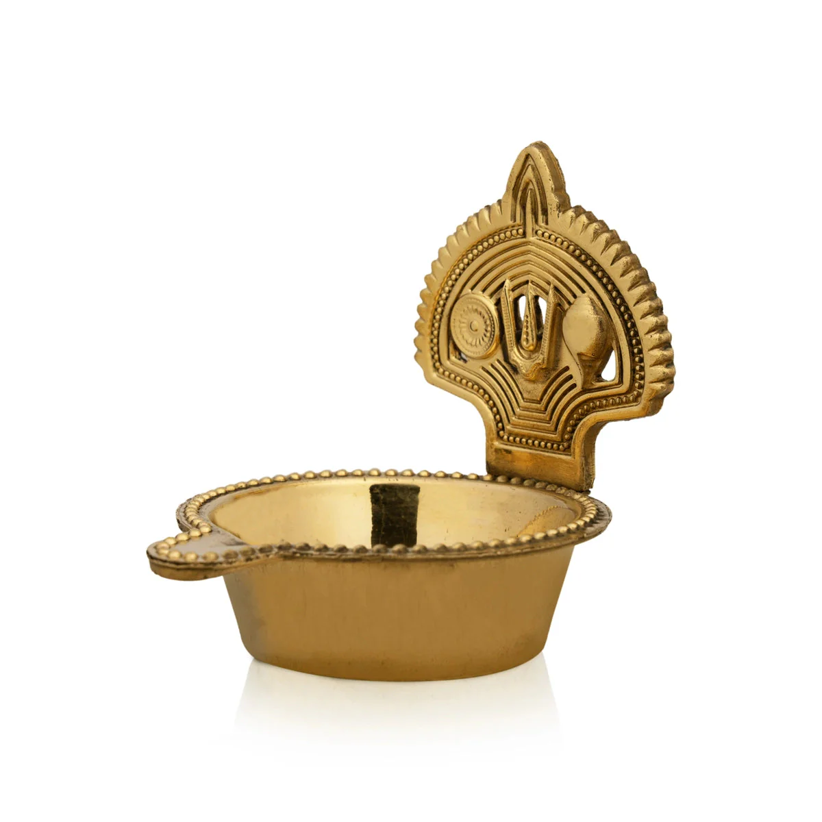 Shanku Chakra Namam Design Deepam - 2.25 X 2 Inches | Brass Lamp/ Brass Diya/ Brass Vilakku For Vishnu Pooja - Image 4
