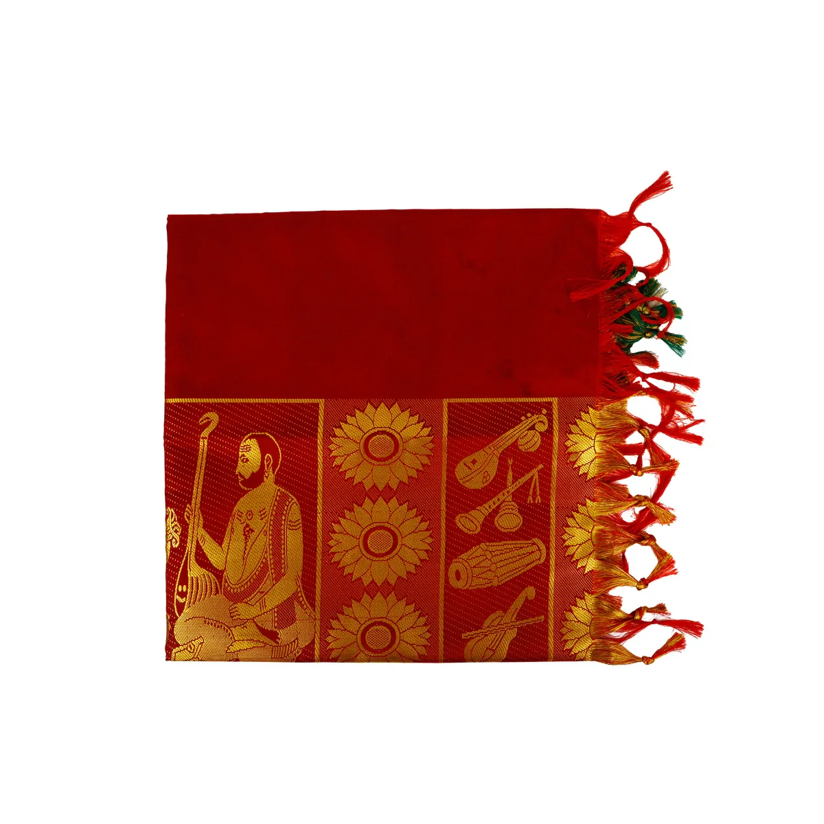 Shawl - 32 x 54 Inches | Sangeetha Mummorthigal Design Angavastra/ Ponnadai Jari Shawl for Men - Image 2
