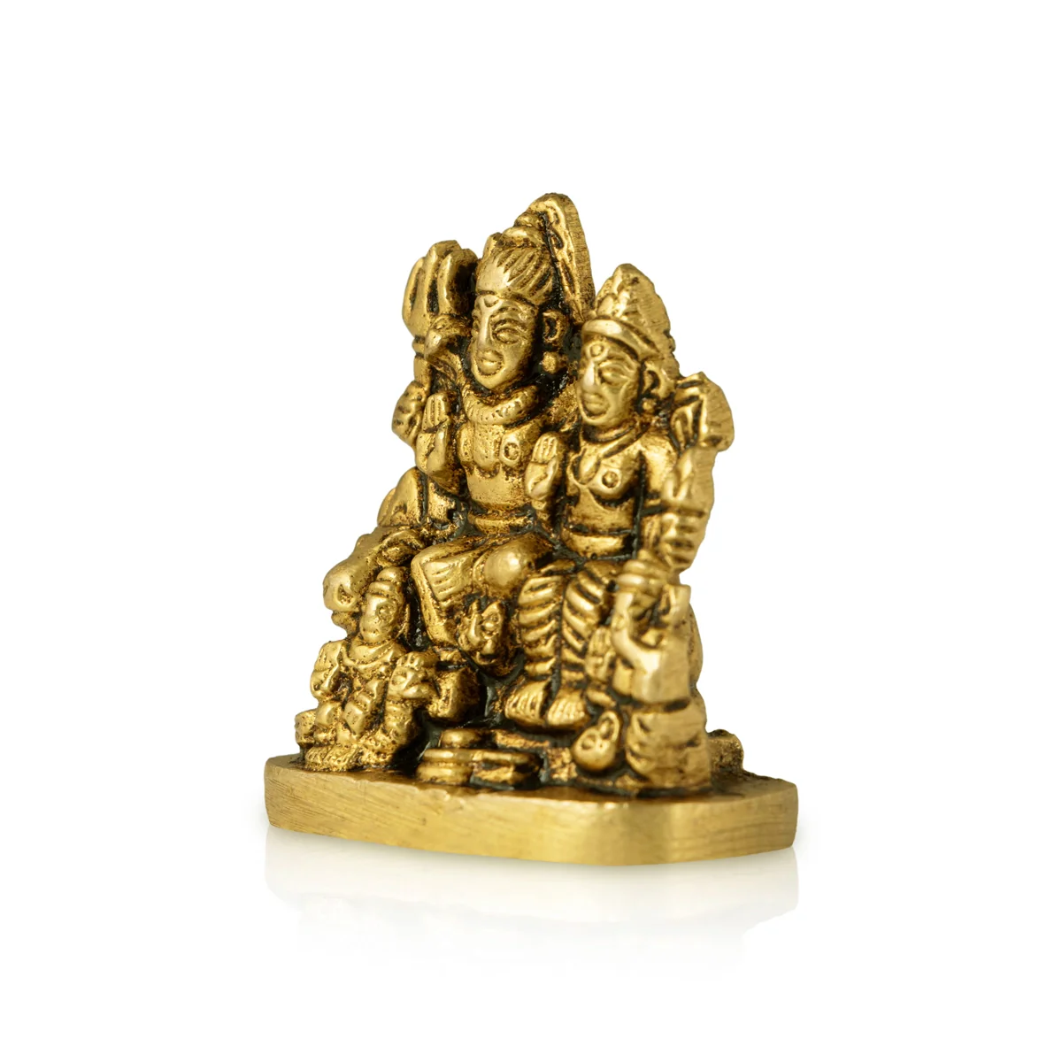 Shiv Family Murti - 1.5 x 1.5 Inches | Antique Brass Idol/ Shiva Family Statue for Pooja - Image 3