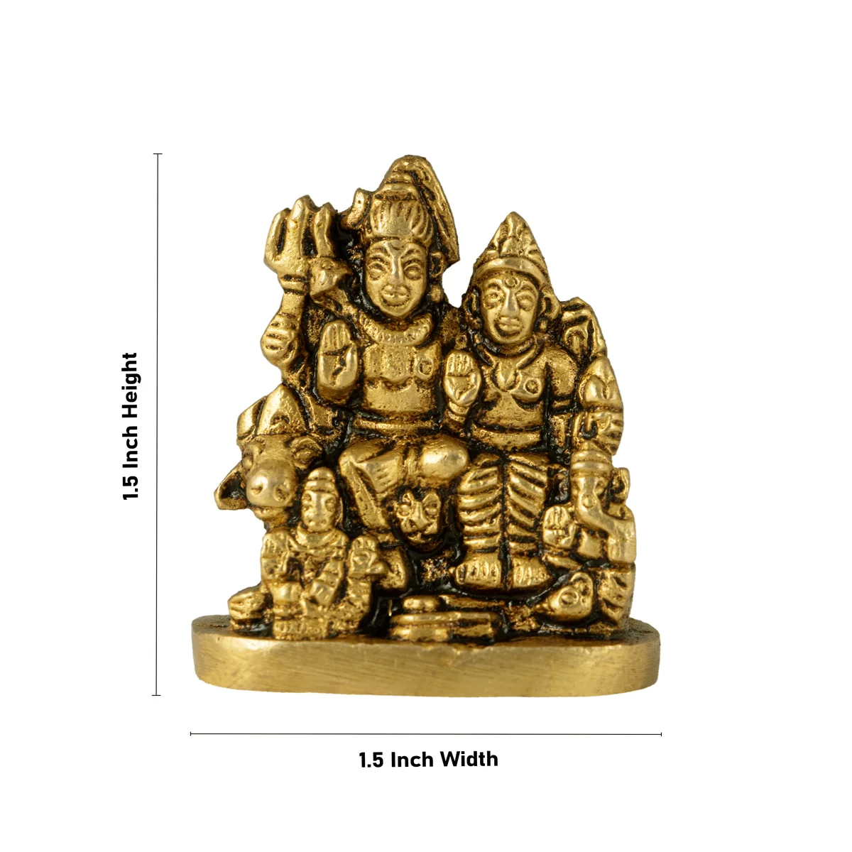 Shiv Family Murti - 1.5 x 1.5 Inches | Antique Brass Idol/ Shiva Family Statue for Pooja - Image 4