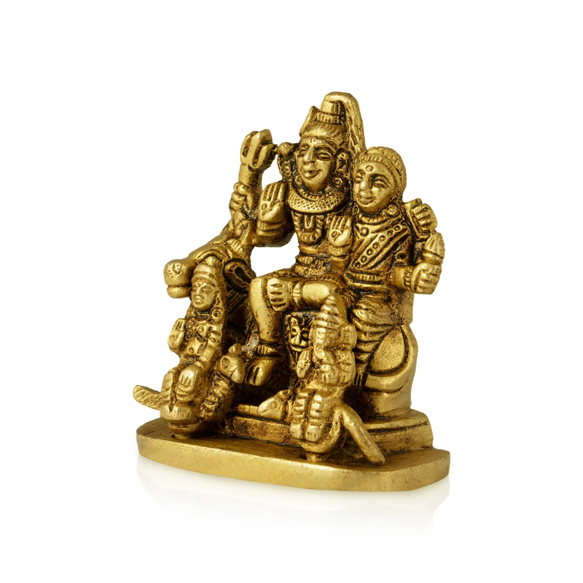 Shiv Family Murti - 2.75 x 2.5 Inches | Antique Brass Idol/ Shiva Family Statue for Pooja - Image 3