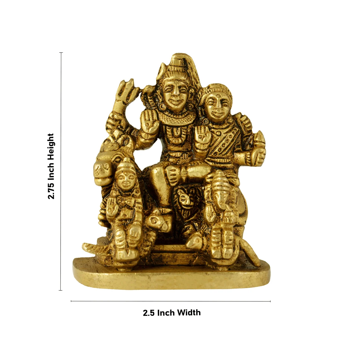 Shiv Family Murti - 2.75 x 2.5 Inches | Antique Brass Idol/ Shiva Family Statue for Pooja - Image 4