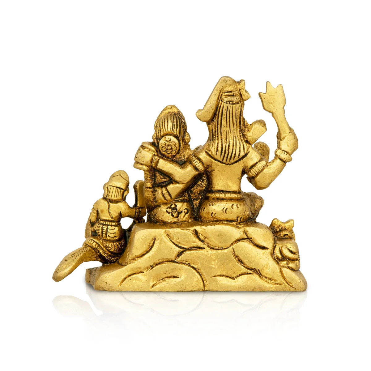 Shiv Family Murti With Base - 3 x 3.25 Inches | Antique Brass Idol/ Shiva Family Statue for Pooja - Image 5
