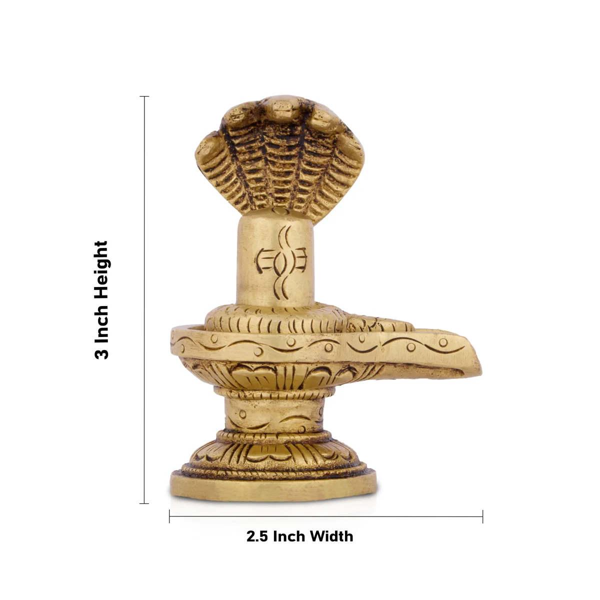 Shiv Ling Murti with Nagam - 3 x 2.5 Inches | Antique Brass Idol/ Shiva Lingam Statue for Pooja/ 230 Gms Approx - Image 2