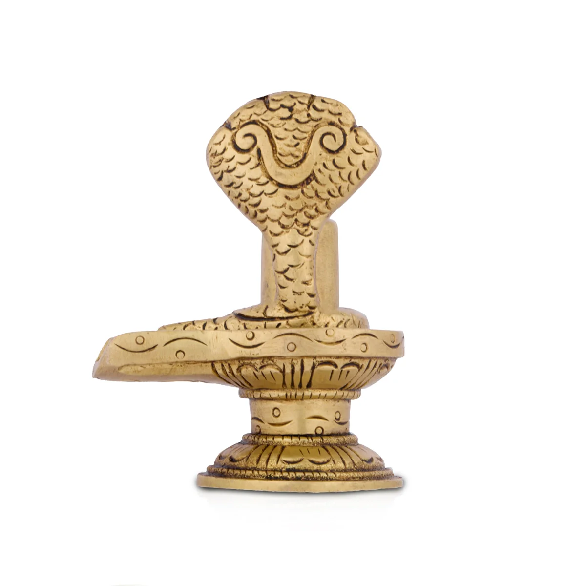 Shiv Ling Murti with Nagam - 3 x 2.5 Inches | Antique Brass Idol/ Shiva Lingam Statue for Pooja/ 230 Gms Approx - Image 3