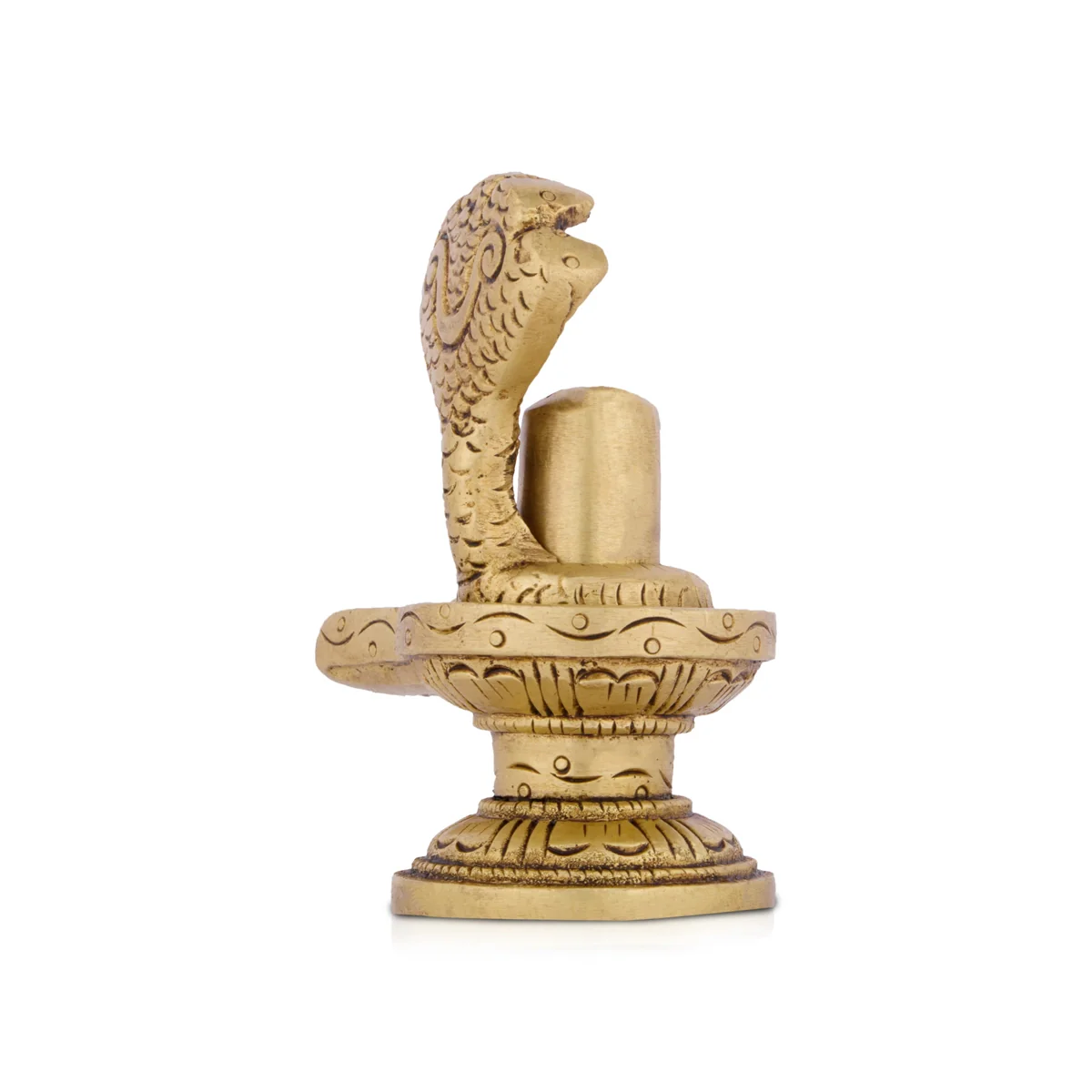 Shiv Ling Murti with Nagam - 3 x 2.5 Inches | Antique Brass Idol/ Shiva Lingam Statue for Pooja/ 230 Gms Approx - Image 5