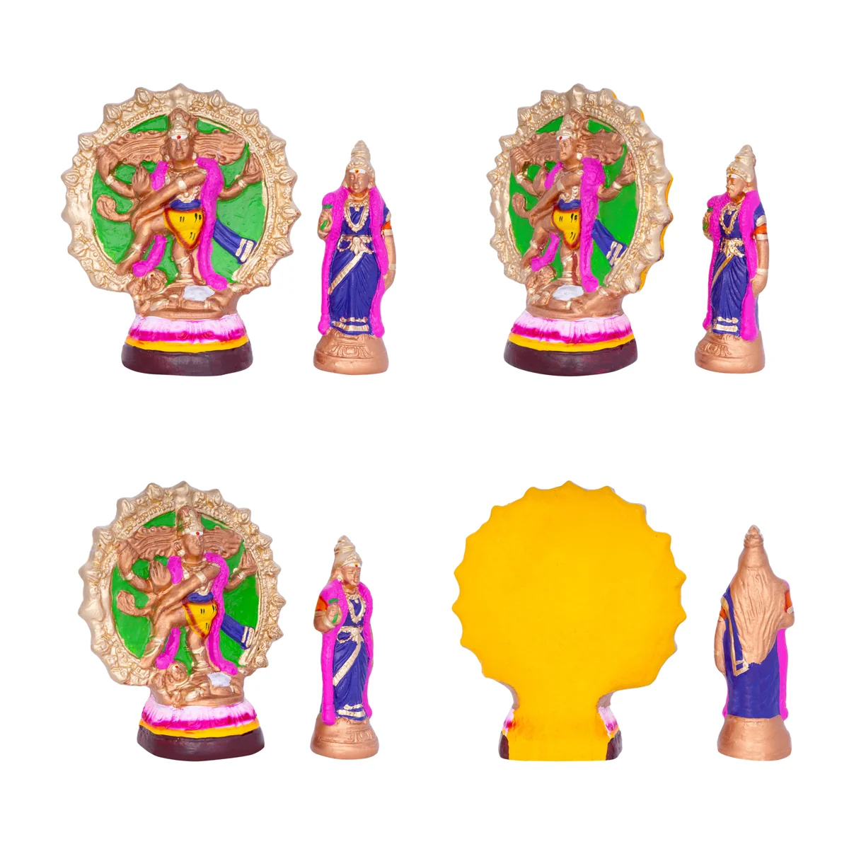 Shiv Pancha Bootha Sthalam Paper Mache Golu Bommai Pair - 10 X 8 Inches | Giri Golu Doll/ Navaratri Gombe - Image 3