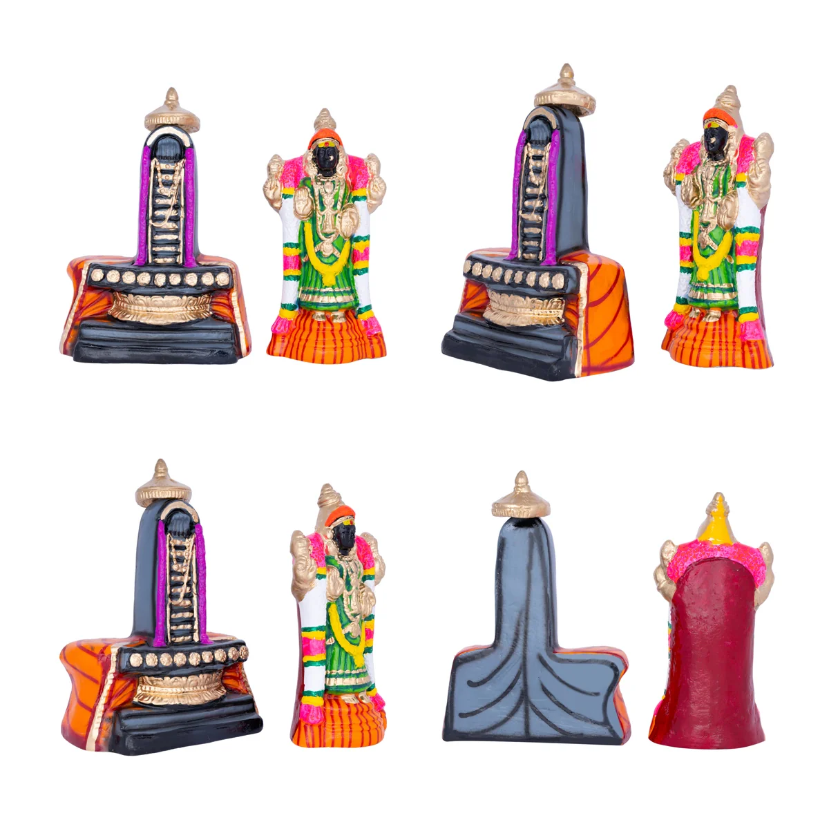 Shiv Pancha Bootha Sthalam Paper Mache Golu Bommai Pair - 10 X 8 Inches | Giri Golu Doll/ Navaratri Gombe - Image 4