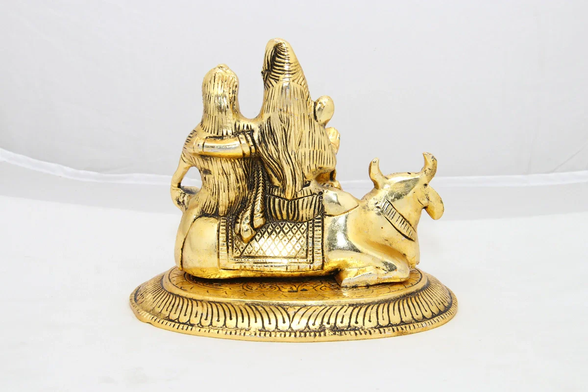 Shiv Parivar Murti - 6 x 6.75 Inches | Aluminium Statue/ Shiva Parvati Statue for Pooja/ 660 Gms Approx - Image 4