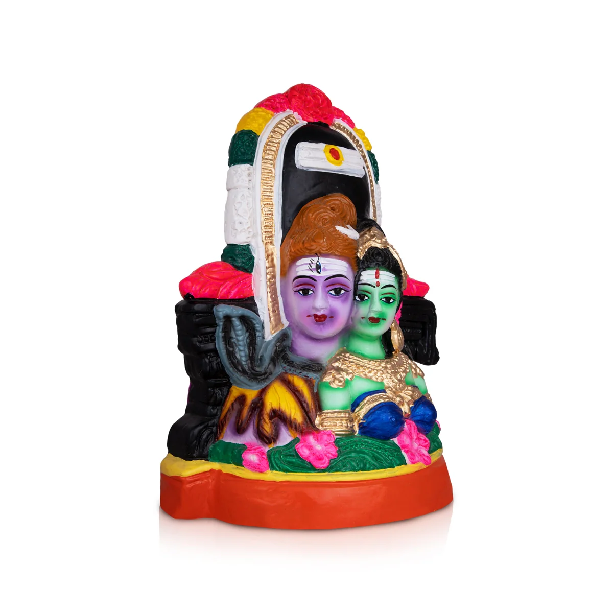Shiv Parivar Murti With Shiv Ling Murti Clay Golu Bommai - 13 X 11 Inches | Giri Golu Doll/ Navaratri Gombe - Image 4
