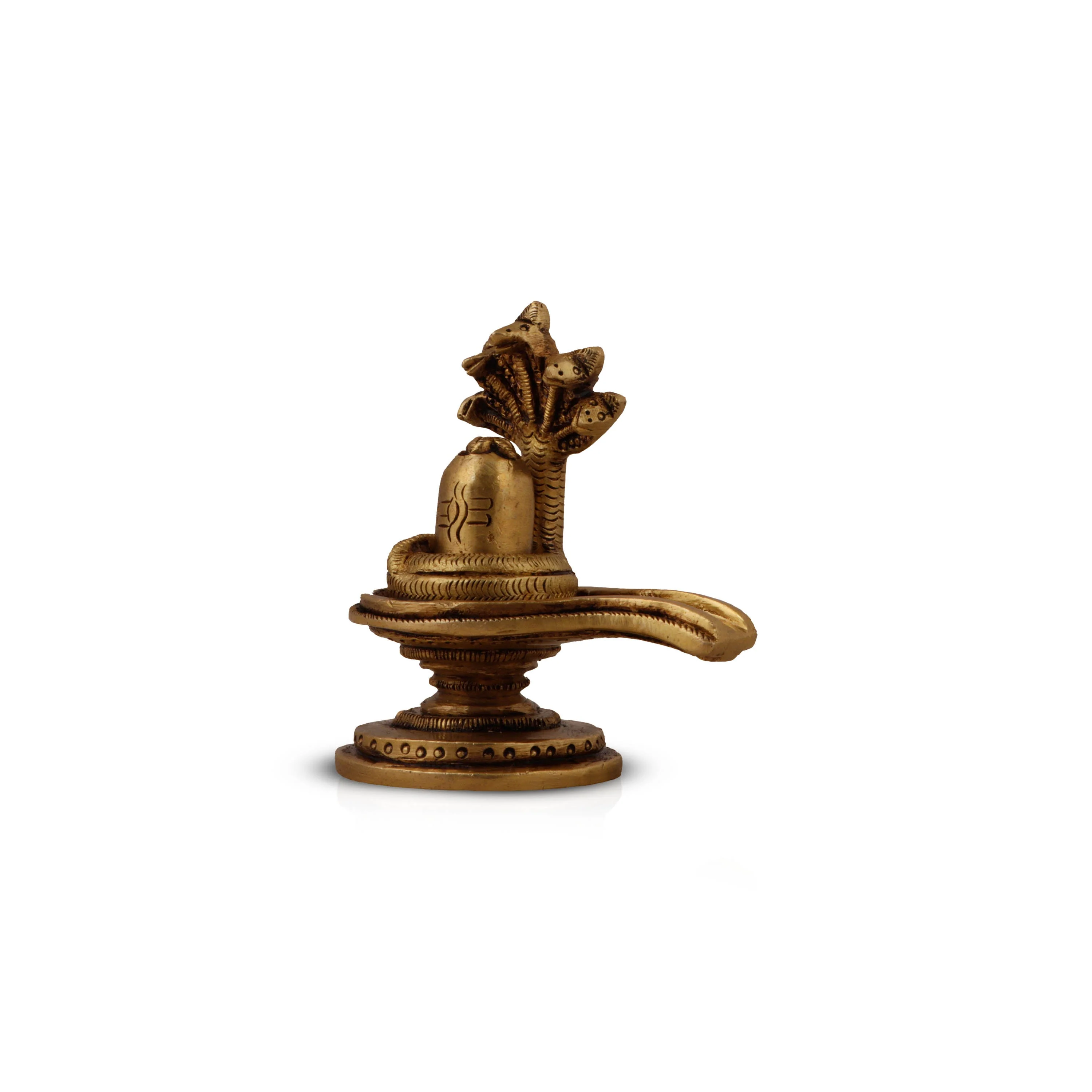Shiva Lingam Statue With Nagam- 2.5 x 2.5 Inches | Antique Brass Idol/Shiv Ling Statue/Shiv Ling Idol for Pooja - Image 3