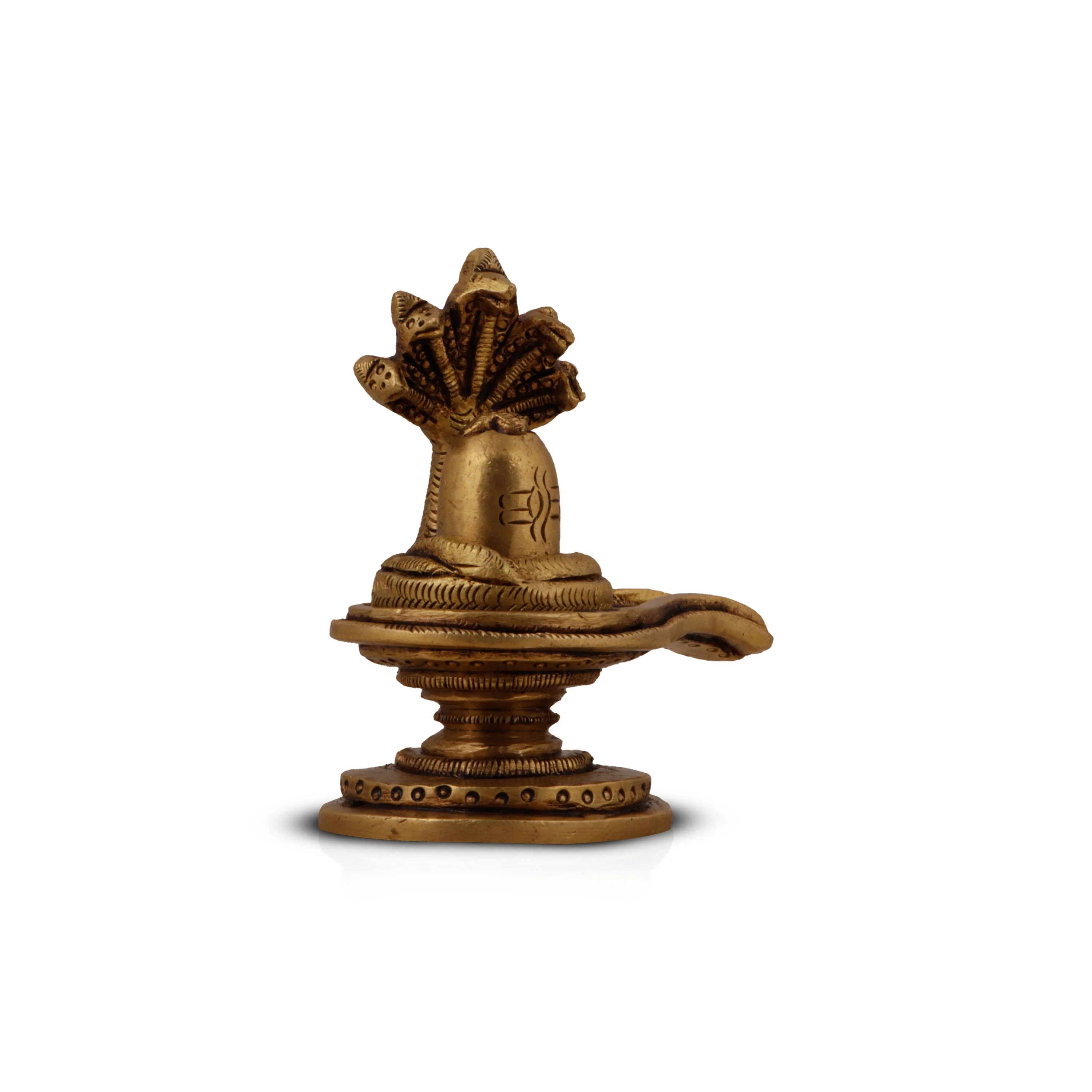 Shiva Lingam Statue With Nagam- 2.5 x 2.5 Inches | Antique Brass Idol/Shiv Ling Statue/Shiv Ling Idol for Pooja - Image 4