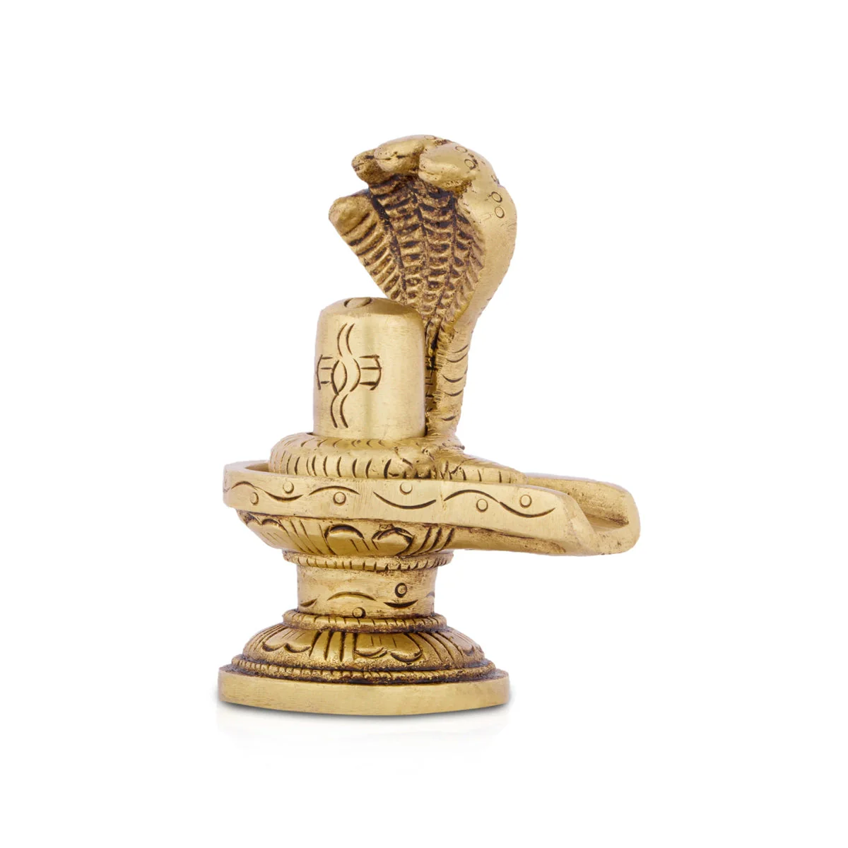Shiva Lingam Statue With Nagam - 3 x 2.5 Inches | Antique Brass Idol/Shiv Ling Statue/Shiv Ling Idol for Pooja - Image 3