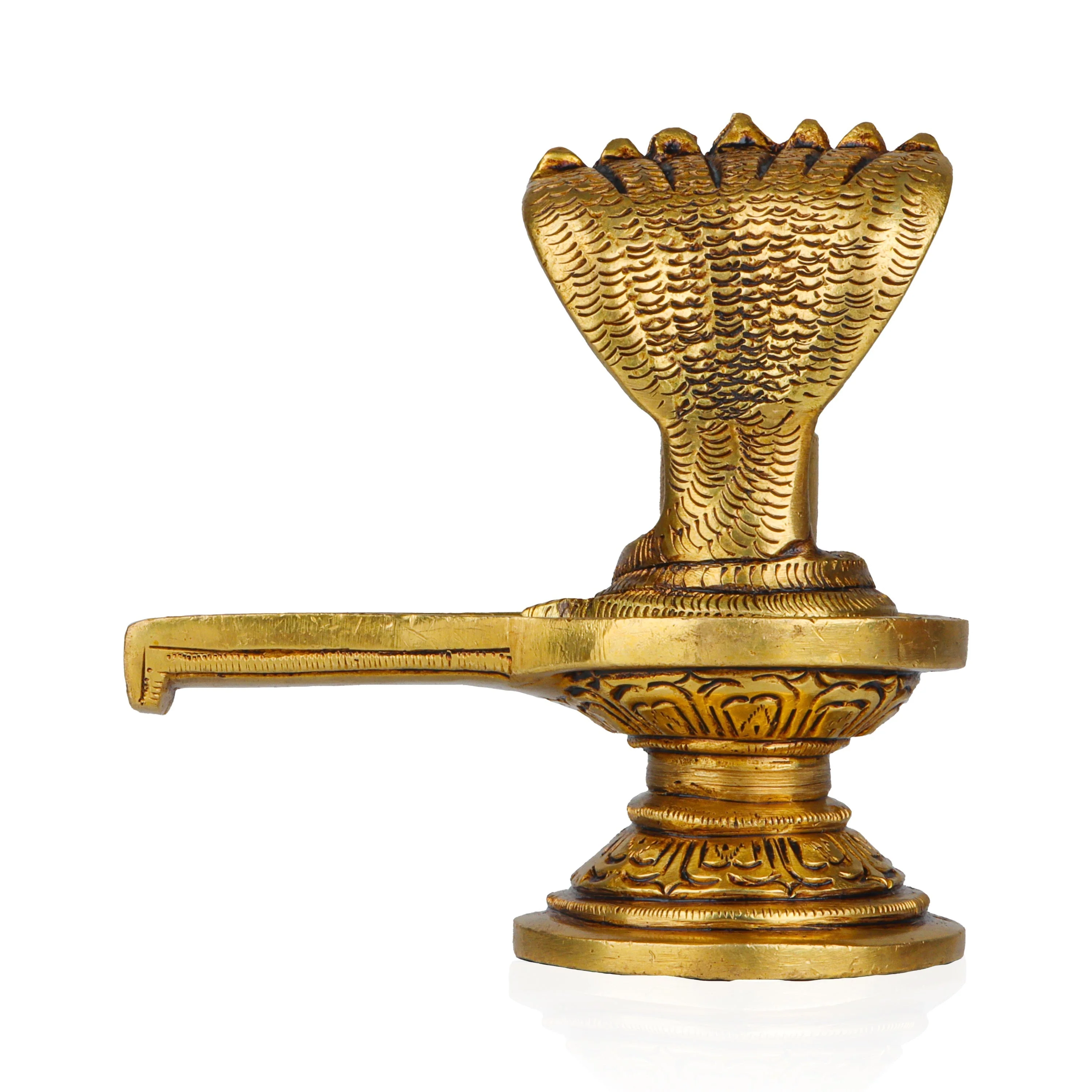 Shiva Lingam Statue With Nagam - 4 x 4.5 Inches | Antique Brass Idol/Shiv Ling Statue/Shiv Ling Idol for Pooja - Image 4
