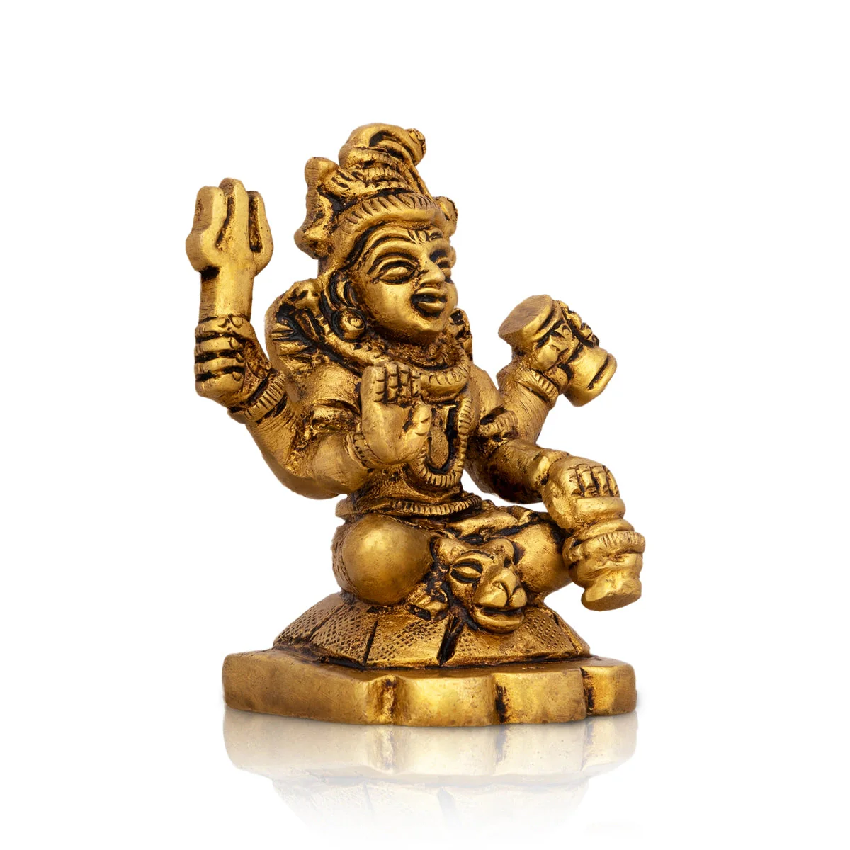 Shiva Statue Standing On Base - 2.75 x 2 Inches | Antique Brass Idol/ Shiv Idol for Pooja - Image 2
