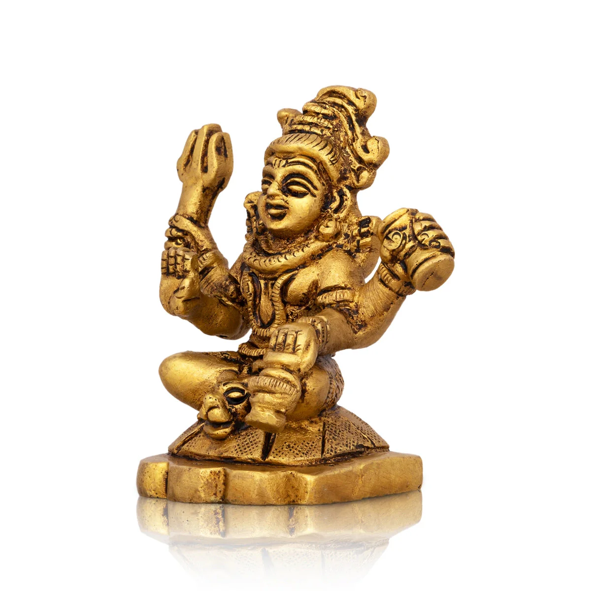 Shiva Statue Standing On Base - 2.75 x 2 Inches | Antique Brass Idol/ Shiv Idol for Pooja - Image 3