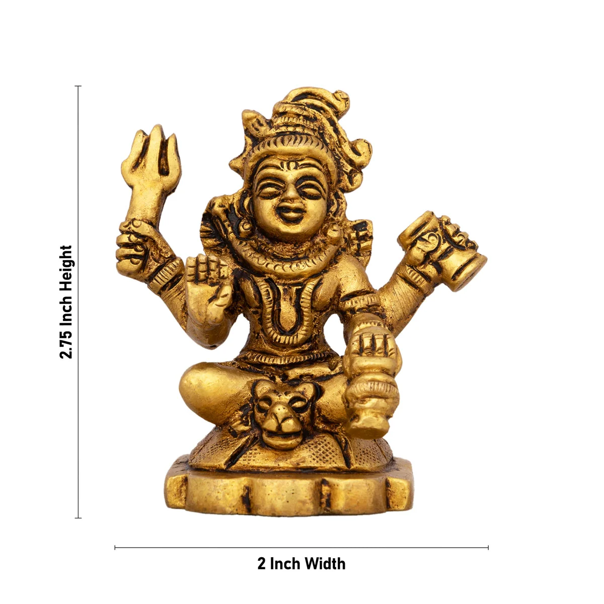 Shiva Statue Standing On Base - 2.75 x 2 Inches | Antique Brass Idol/ Shiv Idol for Pooja - Image 5