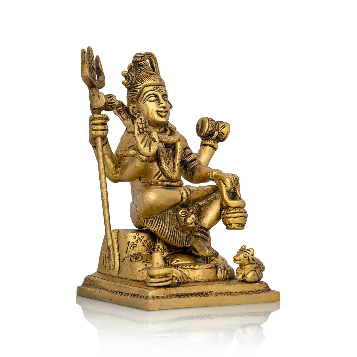 Shiva Statue Standing On Base - 6 x 4.25 Inches | Antique Brass Idol/ Shiv Idol for Pooja - Image 2