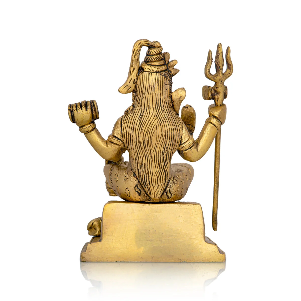 Shiva Statue Standing On Base - 6 x 4.25 Inches | Antique Brass Idol/ Shiv Idol for Pooja - Image 4