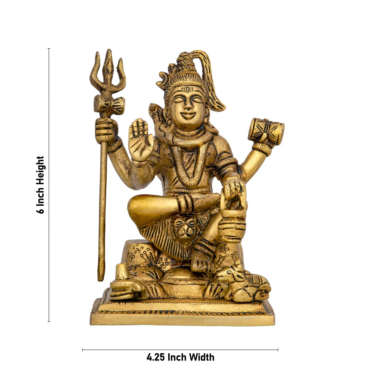 Shiva Statue Standing On Base - 6 x 4.25 Inches | Antique Brass Idol/ Shiv Idol for Pooja - Image 5