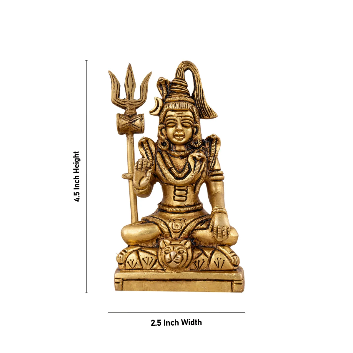 Shiva Statue With Base - 4.5 X 2.5 Inches | Sitting Shiv Murti/ Antique Brass Idol For Pooja - Image 4