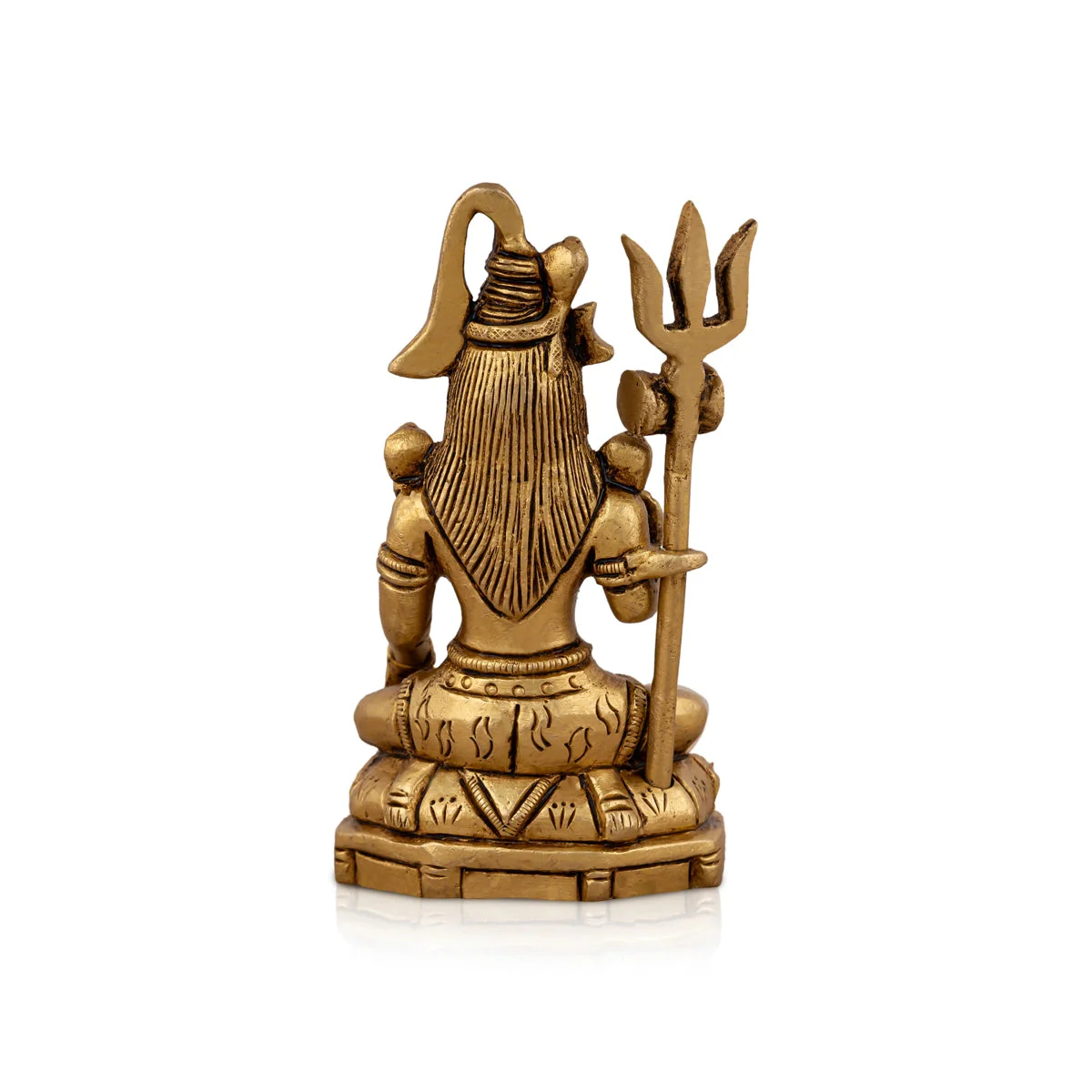 Shiva Statue With Base - 4.5 X 2.5 Inches | Sitting Shiv Murti/ Antique Brass Idol For Pooja - Image 5
