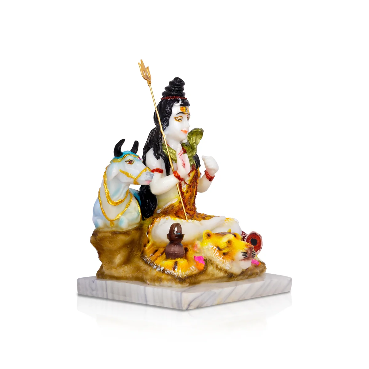 Shiva Statue With Nandi Statue - 10.5 X 8 Inches | Marble Dust Murti/ Coloured Shiv Statue For Pooja & Gifting - Image 2