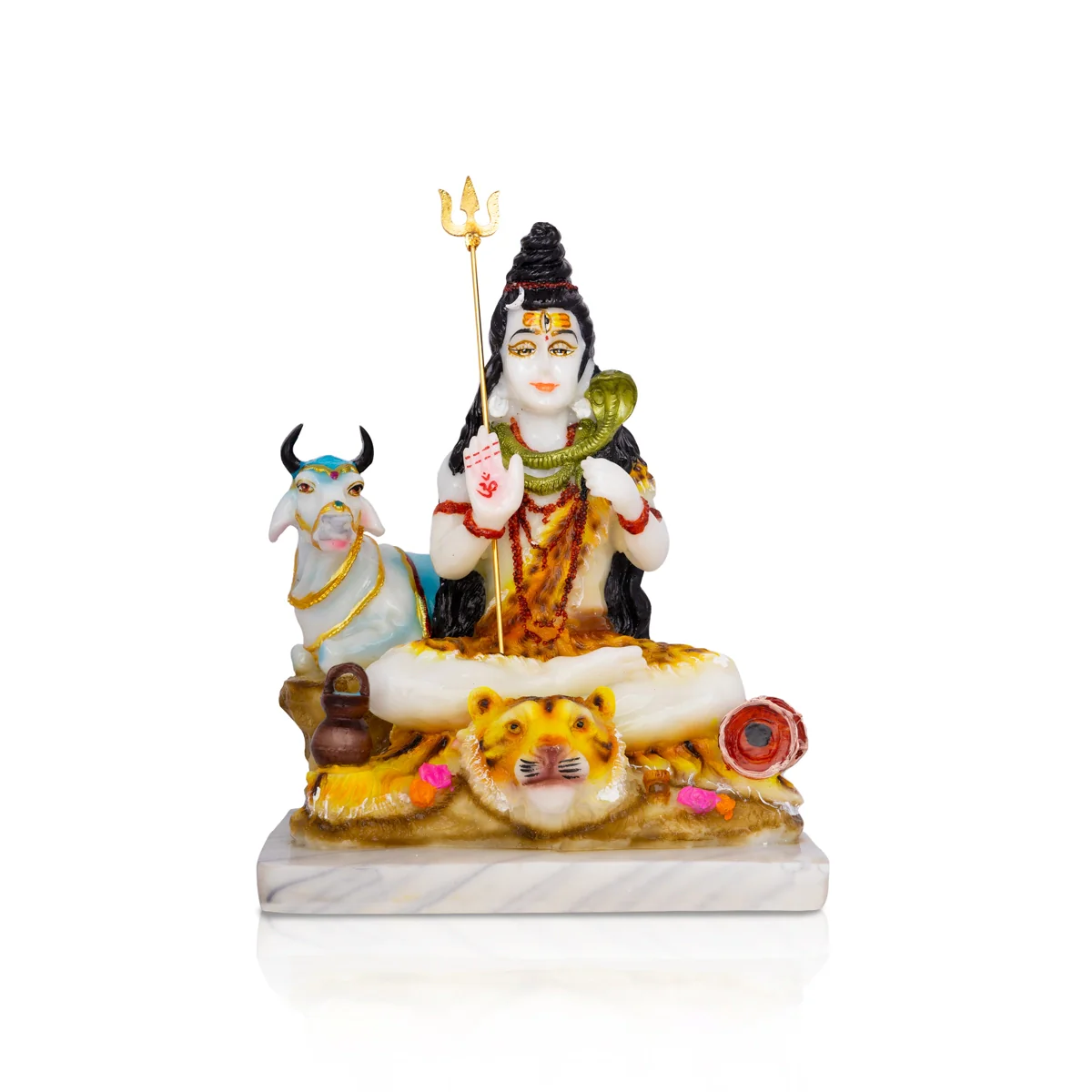Shiva Statue With Nandi Statue - 10.5 X 8 Inches | Marble Dust Murti/ Coloured Shiv Statue For Pooja & Gifting - Image 3
