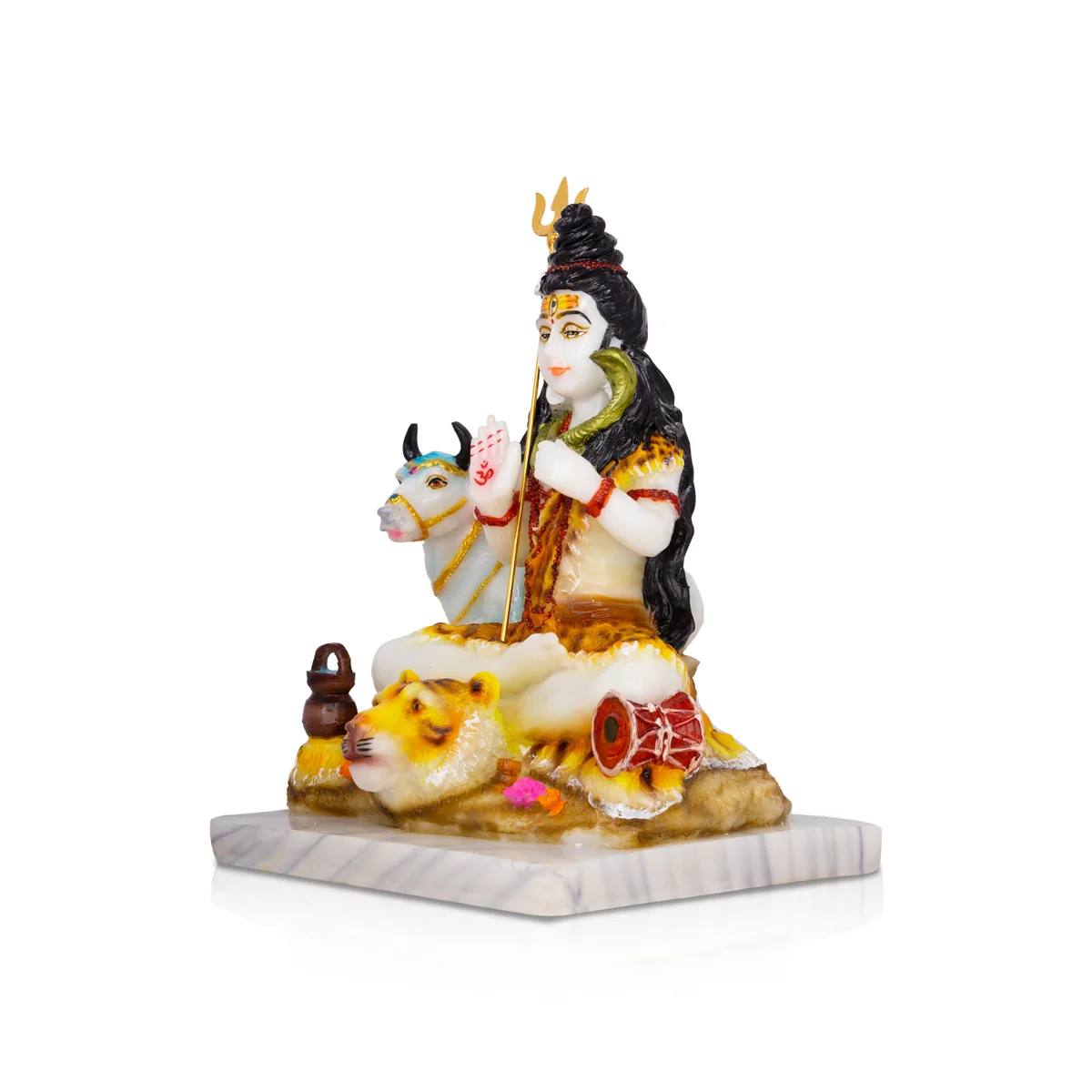Shiva Statue With Nandi Statue - 10.5 X 8 Inches | Marble Dust Murti/ Coloured Shiv Statue For Pooja & Gifting - Image 4