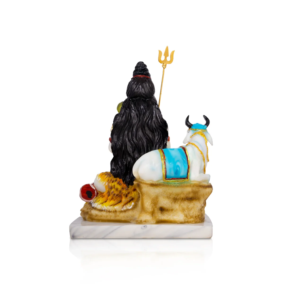 Shiva Statue With Nandi Statue - 10.5 X 8 Inches | Marble Dust Murti/ Coloured Shiv Statue For Pooja & Gifting - Image 5