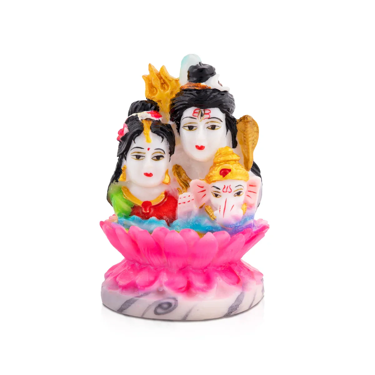 Shivan Family Bust Statue - 4 x 2.25 Inches | Marble Dust Statue/ Shiv Parivar Murti for Pooja