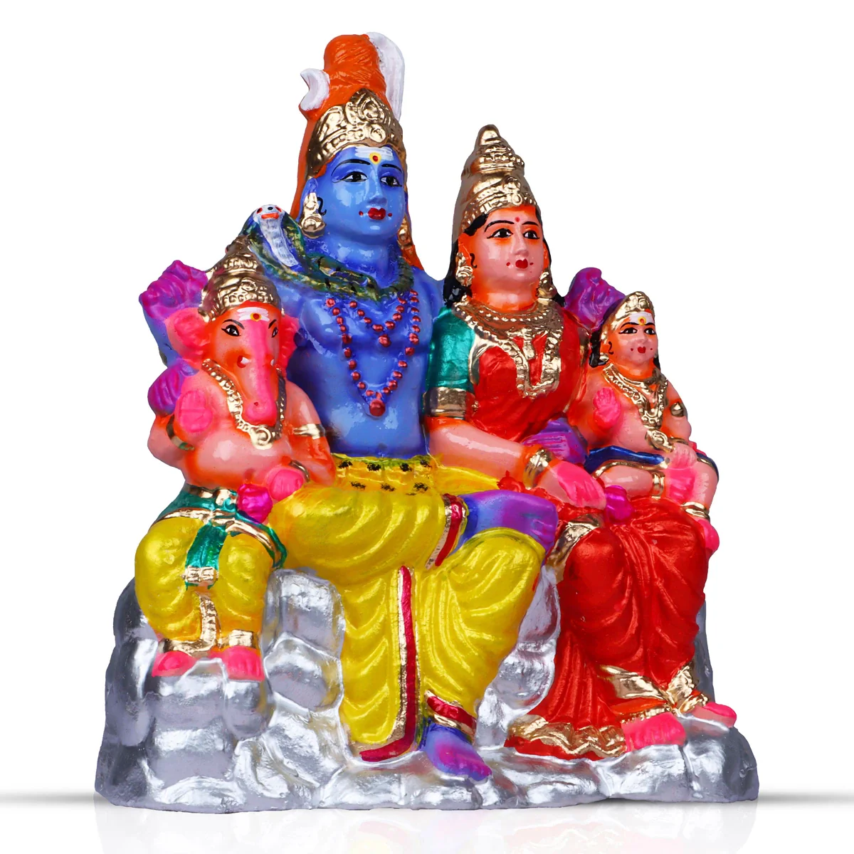 Shivan Family Clay Golu Bommai - 11 x 8 Inches | Giri Golu Doll/ Navaratri Golu Bomma/Gombe/Bommai - Image 3