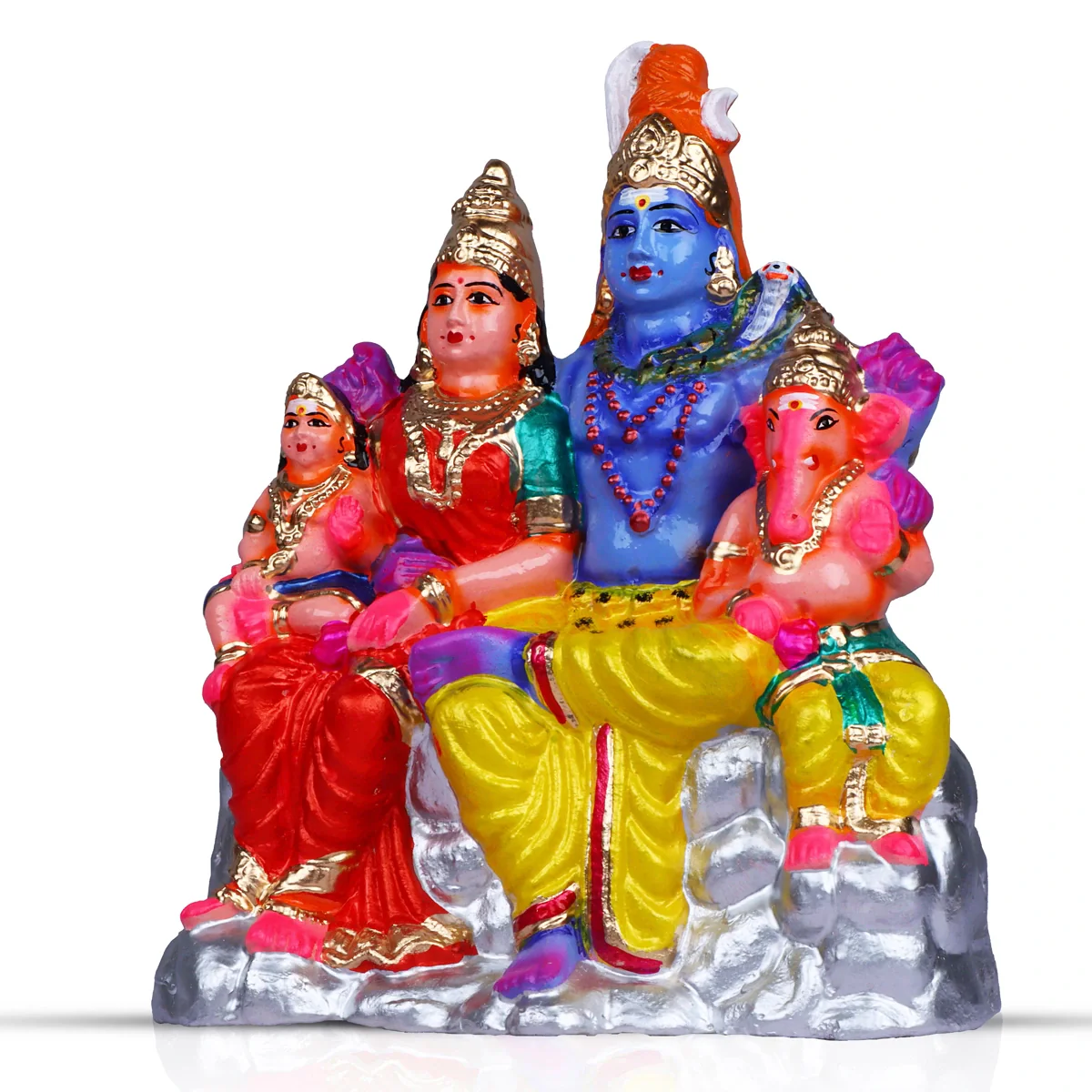 Shivan Family Clay Golu Bommai - 11 x 8 Inches | Giri Golu Doll/ Navaratri Golu Bomma/Gombe/Bommai - Image 4