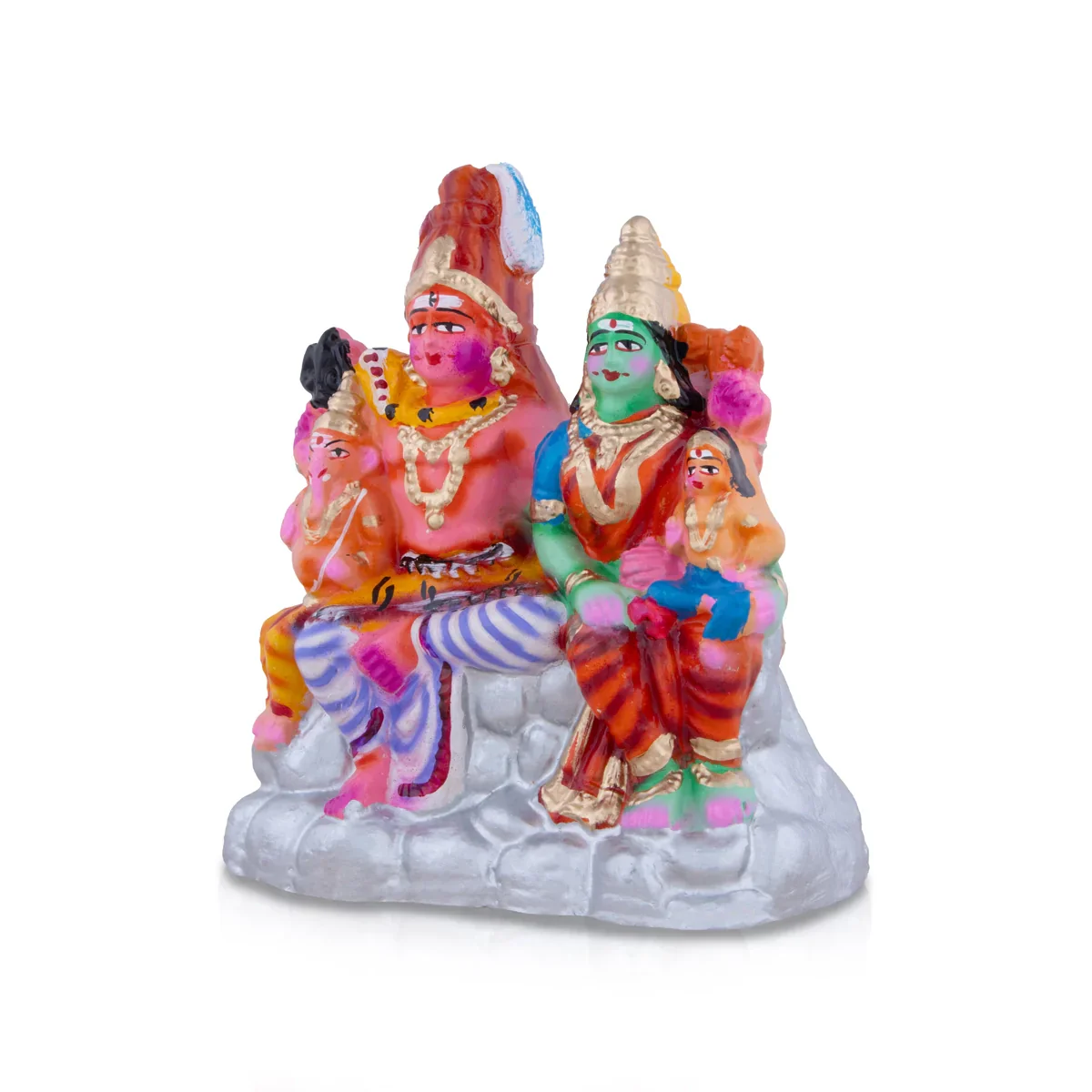 Shivan Family Clay Golu Bommai - 8 x 7 Inches | Giri Golu Doll/ Navaratri Golu Bomma/Gombe/Bommai - Image 2