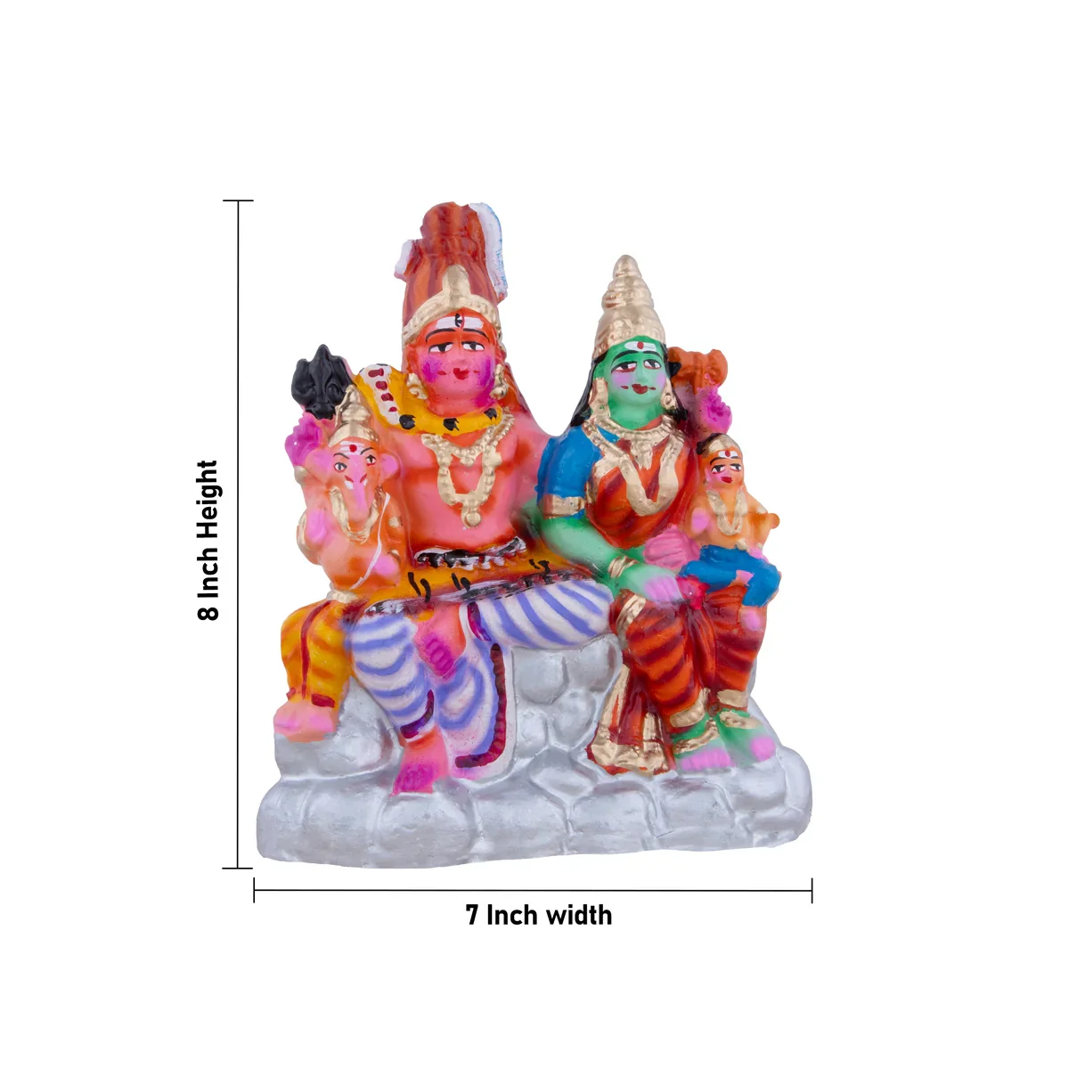 Shivan Family Clay Golu Bommai - 8 x 7 Inches | Giri Golu Doll/ Navaratri Golu Bomma/Gombe/Bommai - Image 5
