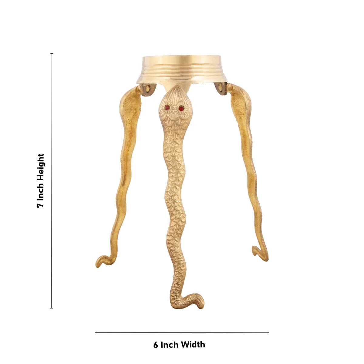Shivling Jaladhari Stand - 7 x 6 Inches | Nag Design Brass Jaladhari/ Tripai Stand for Pooja - Image 4
