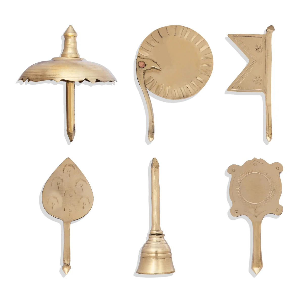 Shodashopachar Set - 5 x 3 Inches | Brass Sodasa/ Brass Shodasa Deepam For Shodashopachar Puja