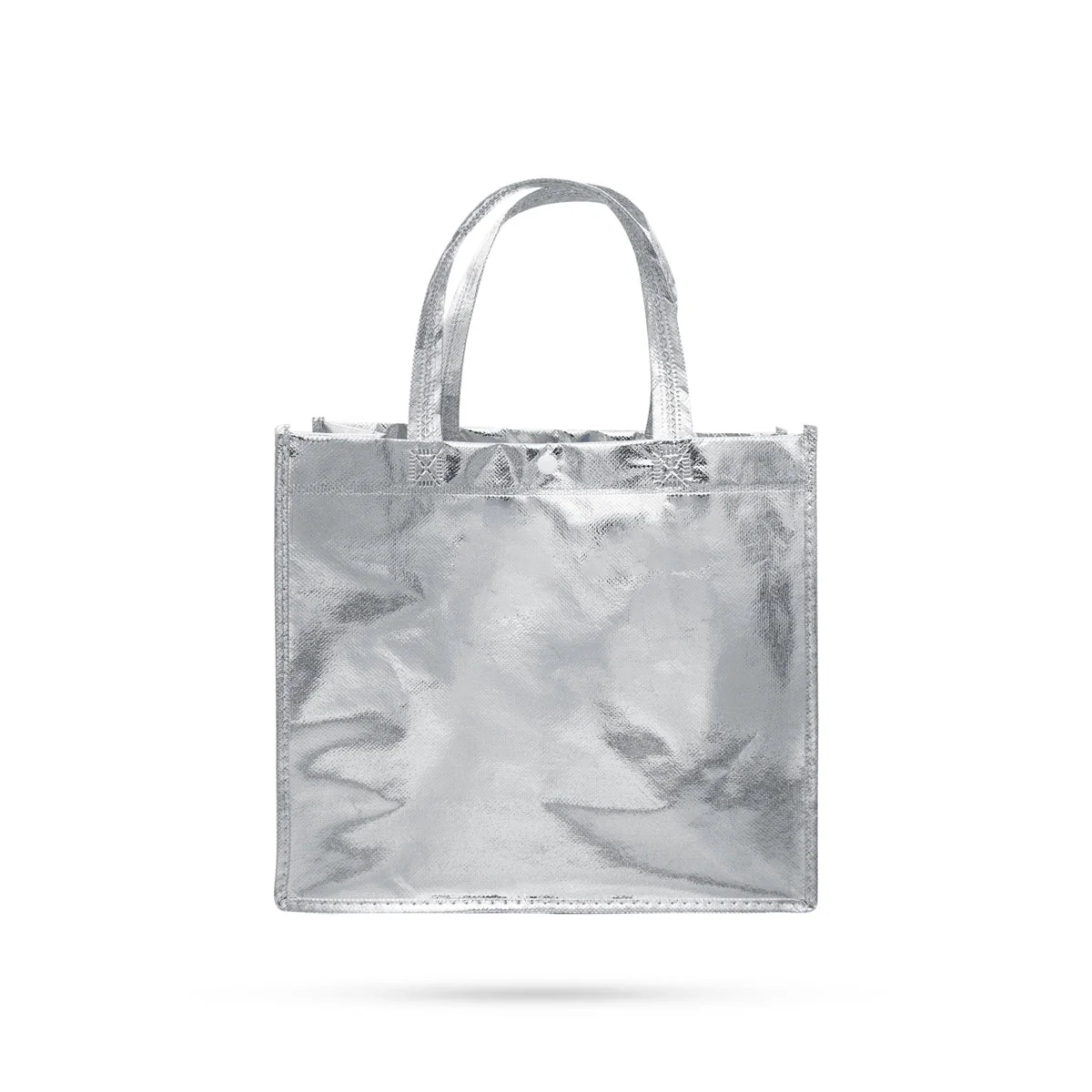 Shopping Bag With Button- 11.5 X 12 Inches | Hand Bag With Handle/ Silver Colour Gift Bag For Shopping & Gifting - Image 2