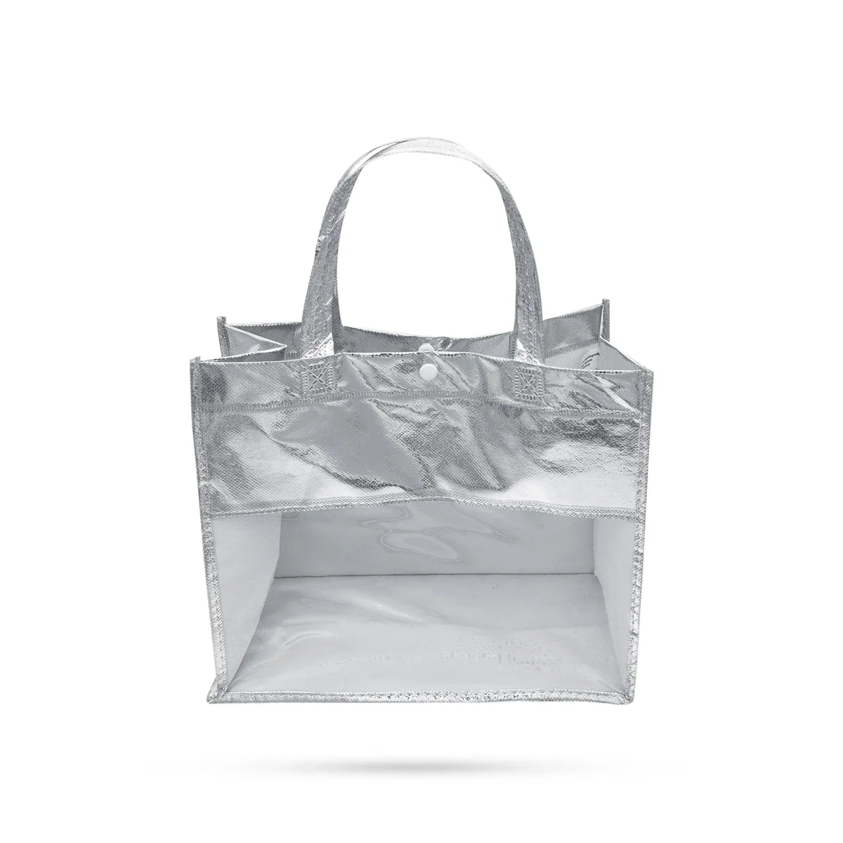 Shopping Bag With Button- 11.5 X 12 Inches | Hand Bag With Handle/ Silver Colour Gift Bag For Shopping & Gifting - Image 3