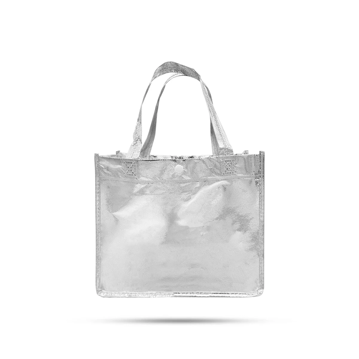 Shopping Bag With Button - 8 X 9 Inches | Hand Bag/ Silver Colour Gift Bag For Shopping And Gifting - Image 3