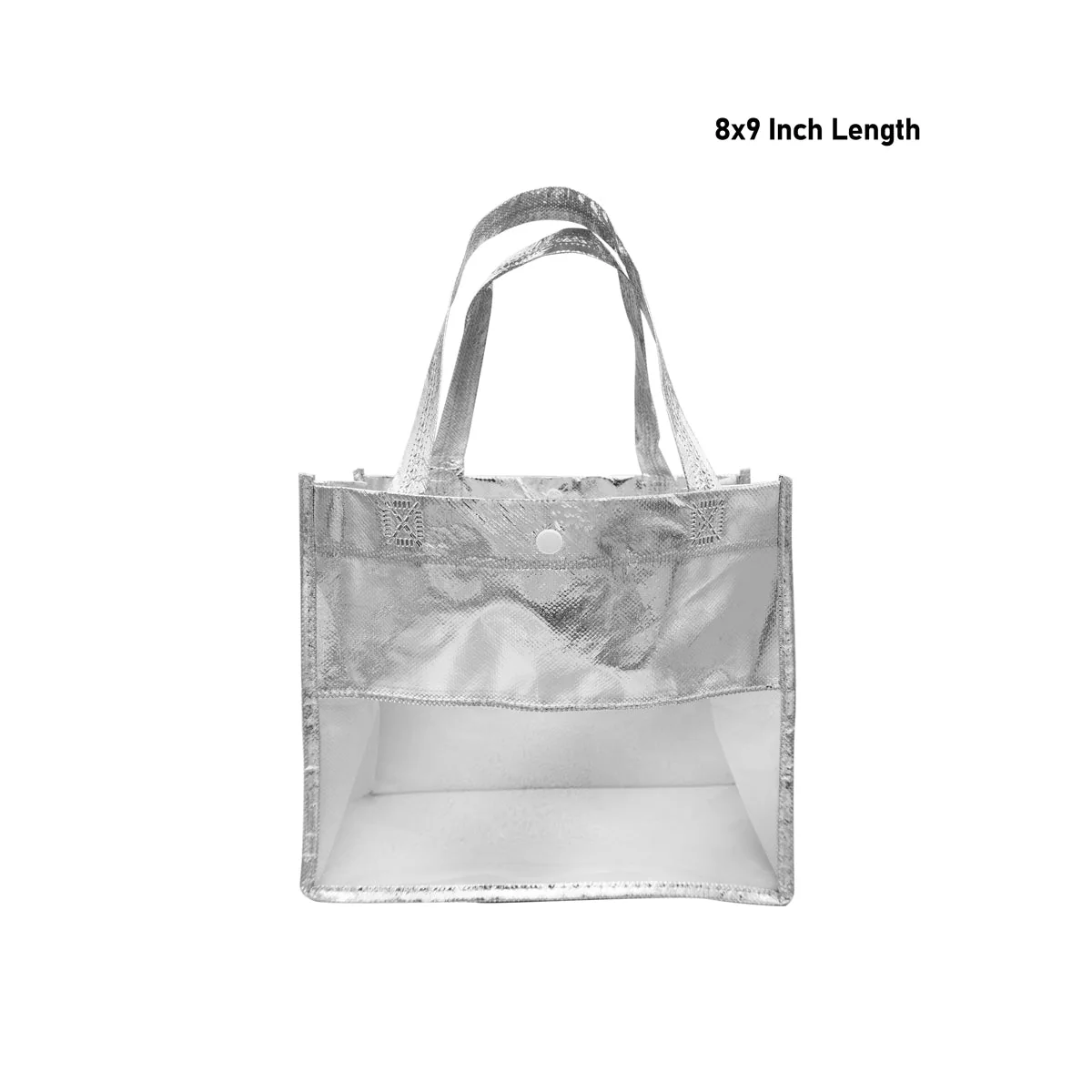 Shopping Bag With Button - 8 X 9 Inches | Hand Bag/ Silver Colour Gift Bag For Shopping And Gifting - Image 4