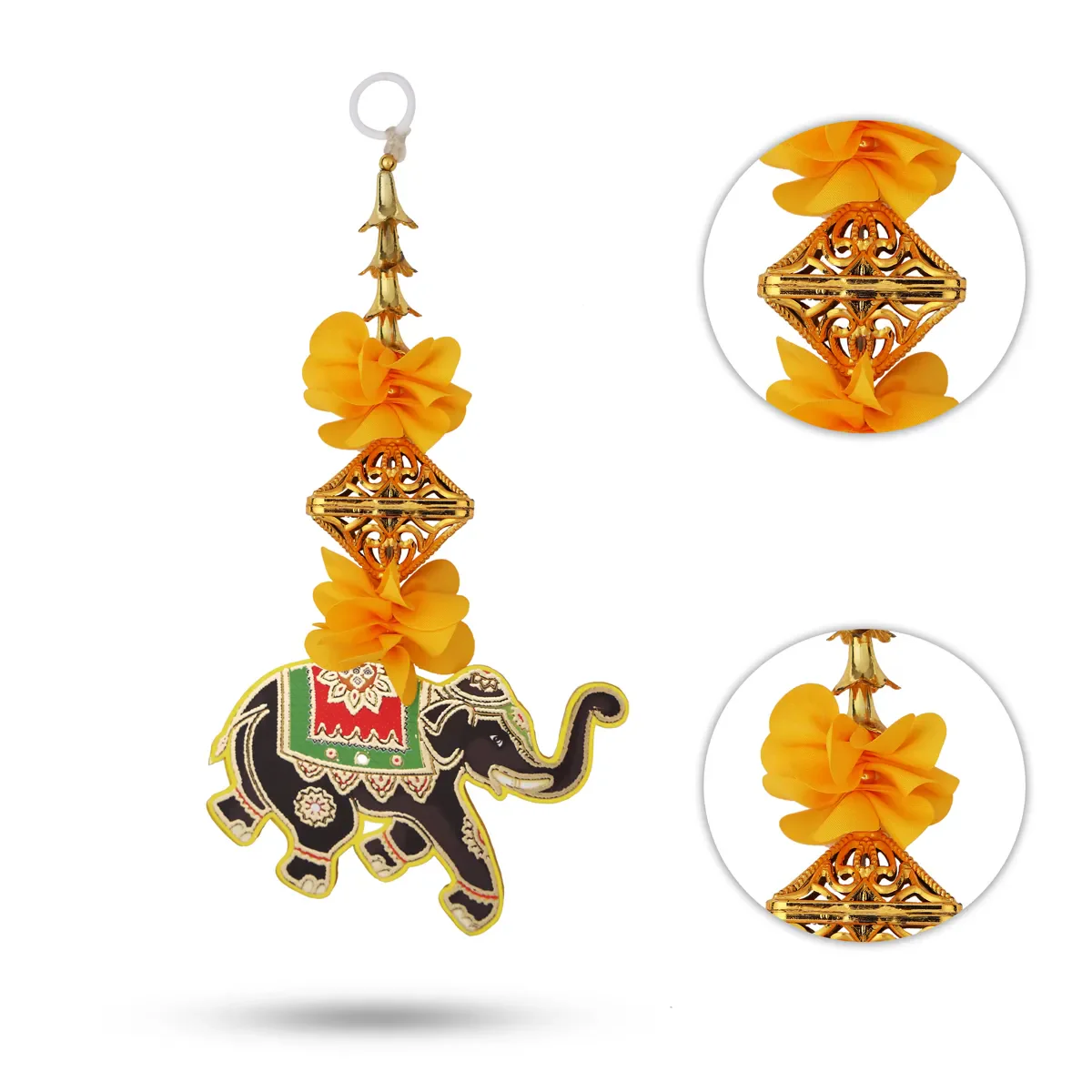Side Toran Pair - 10 Inches | Elephant Design Thoranam/ Decorative Door Hanging Bandanwar For Home Entrance - Image 3