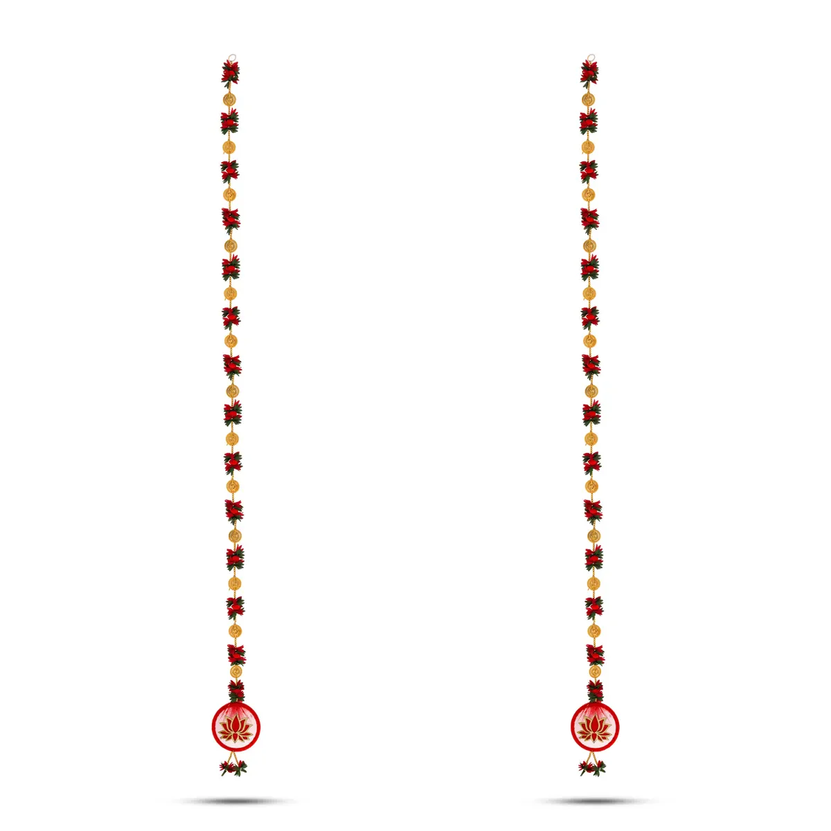 Side Toran Pair - 65 Inches | Lotus Design Thoranam/ Traditional Bandanwar For Pooja & Home Entrance Decor - Image 2
